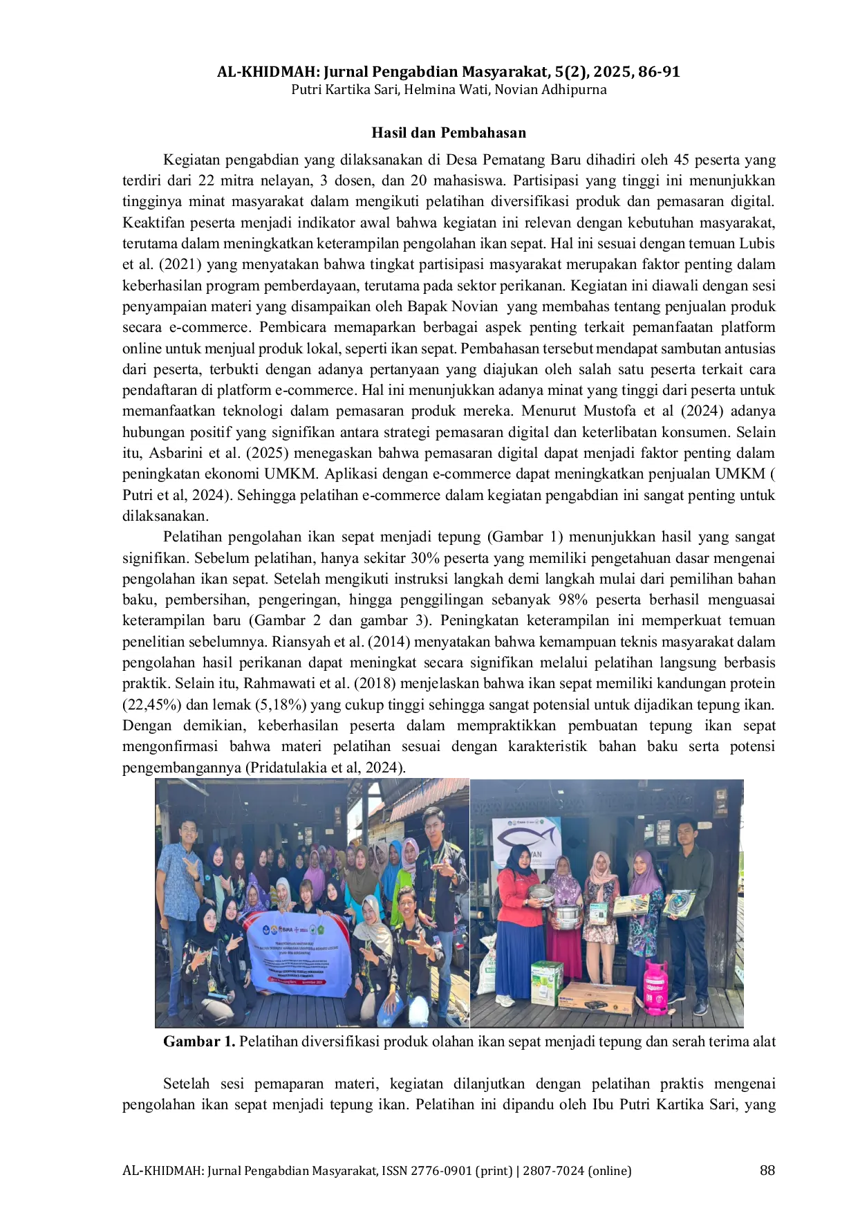 JURIS Pemberdayaan Masyarakat Desa Pematang Baru Melalui Diversifikasi Produk Ikan Sepat Dan Pemasaran E Commerce