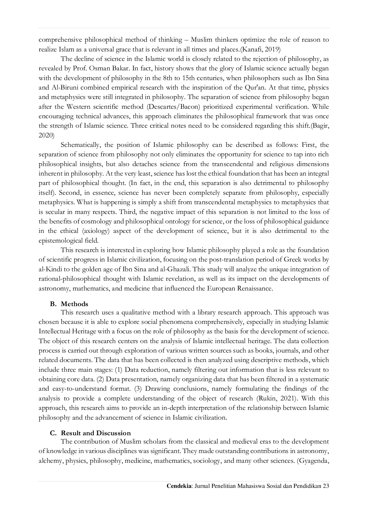 JURIS A Islamic Intellectual Heritage Philosophy as the Foundation of Scientific Advancement