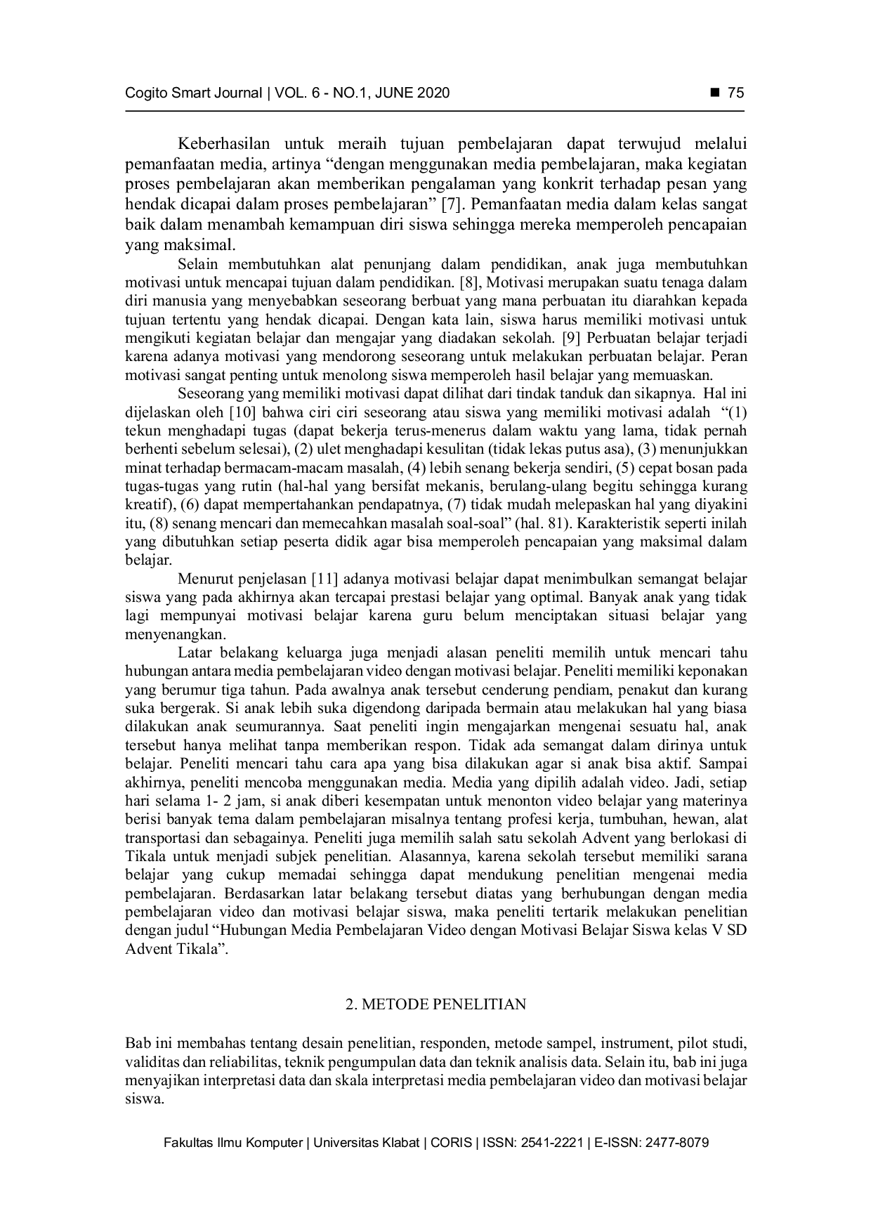 JURIS Hubungan Media Pembelajaran Video Dengan Motivasi Belajar Siswa