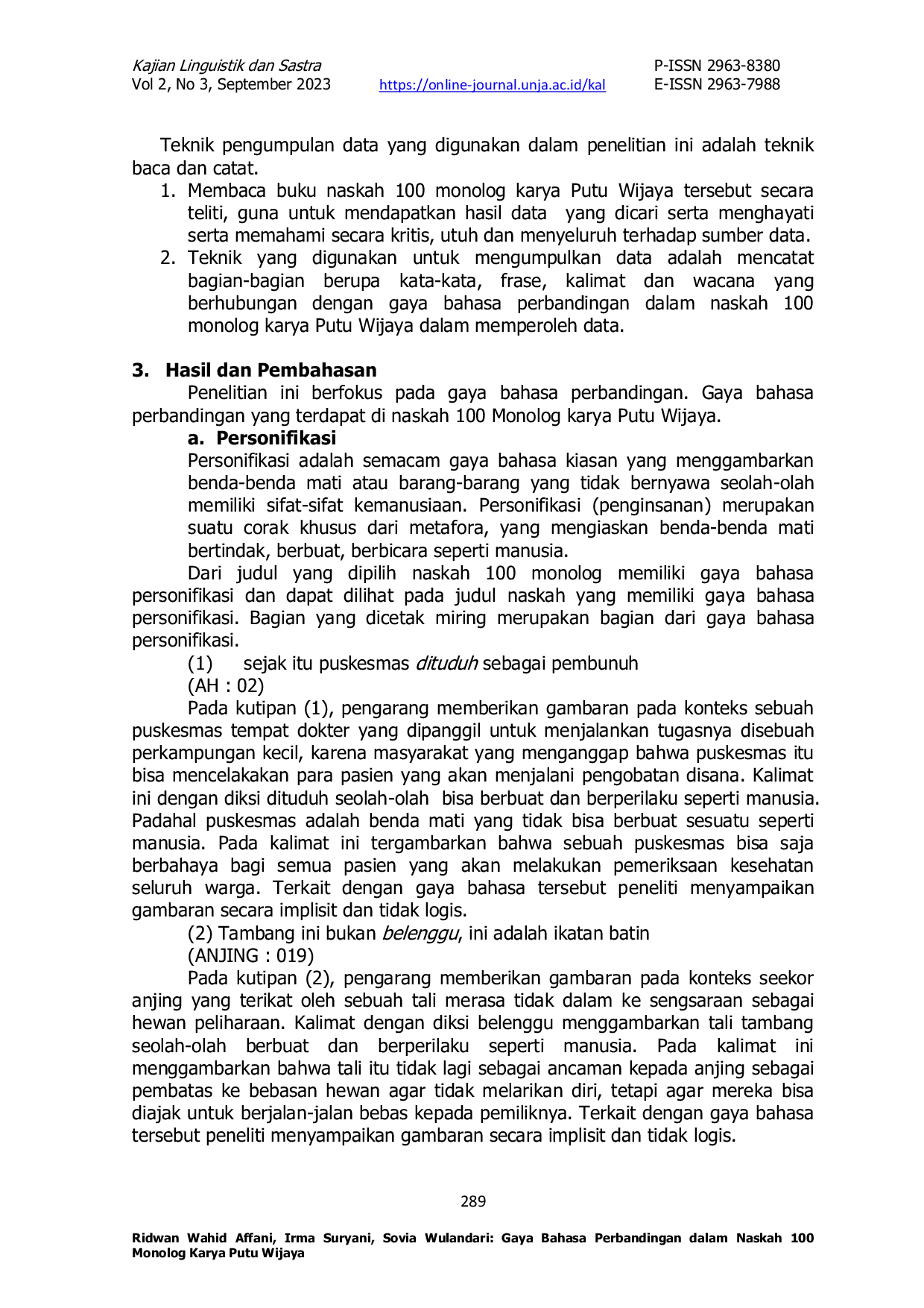 JURIS Gaya Bahasa Perbandingan dalam Naskah 100 Monolog Karya Putu Wijaya