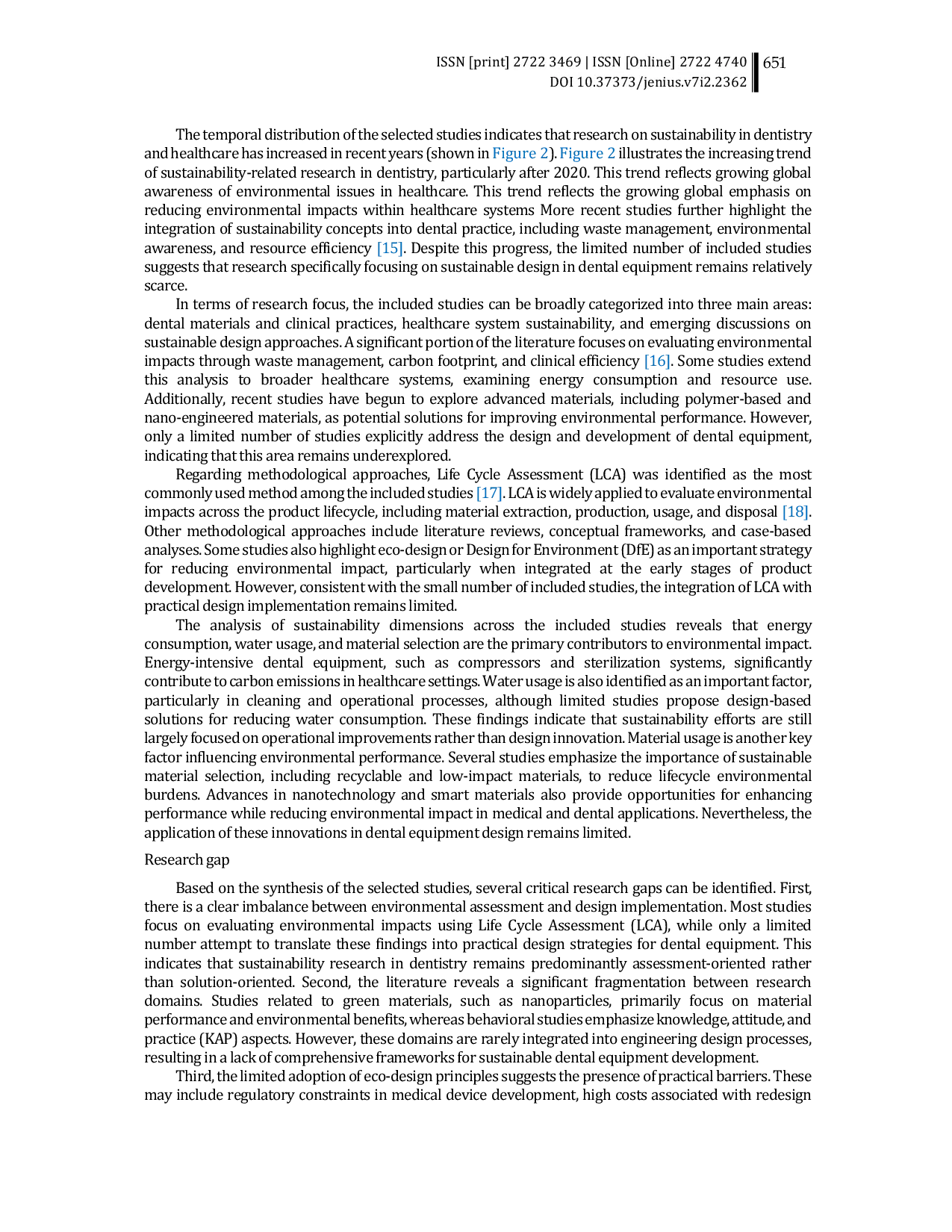 JURIS Sustainable design in dental equipment A Systematic review of gaps between environmental assessment and eco design implementation
