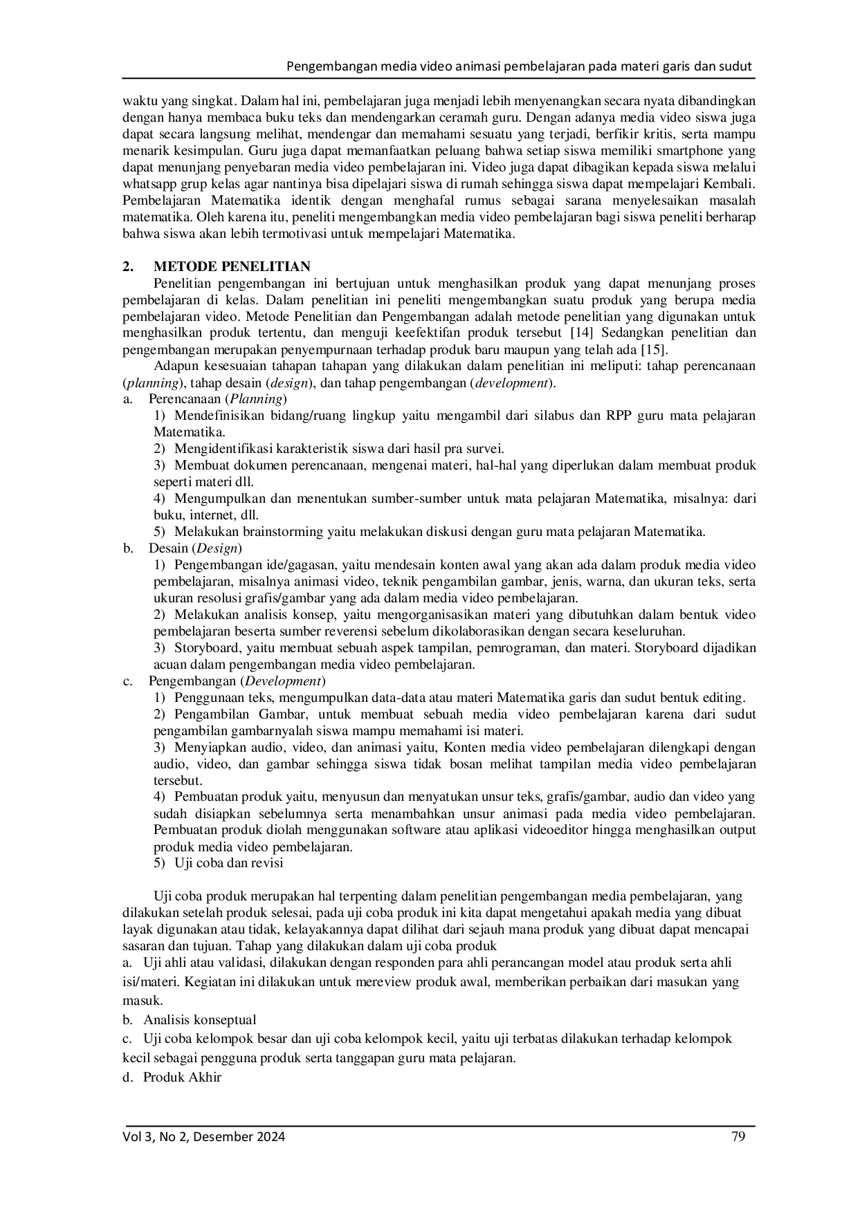 JURIS Pengembangan media video animasi pembelajaran pada materi garis dan sudut