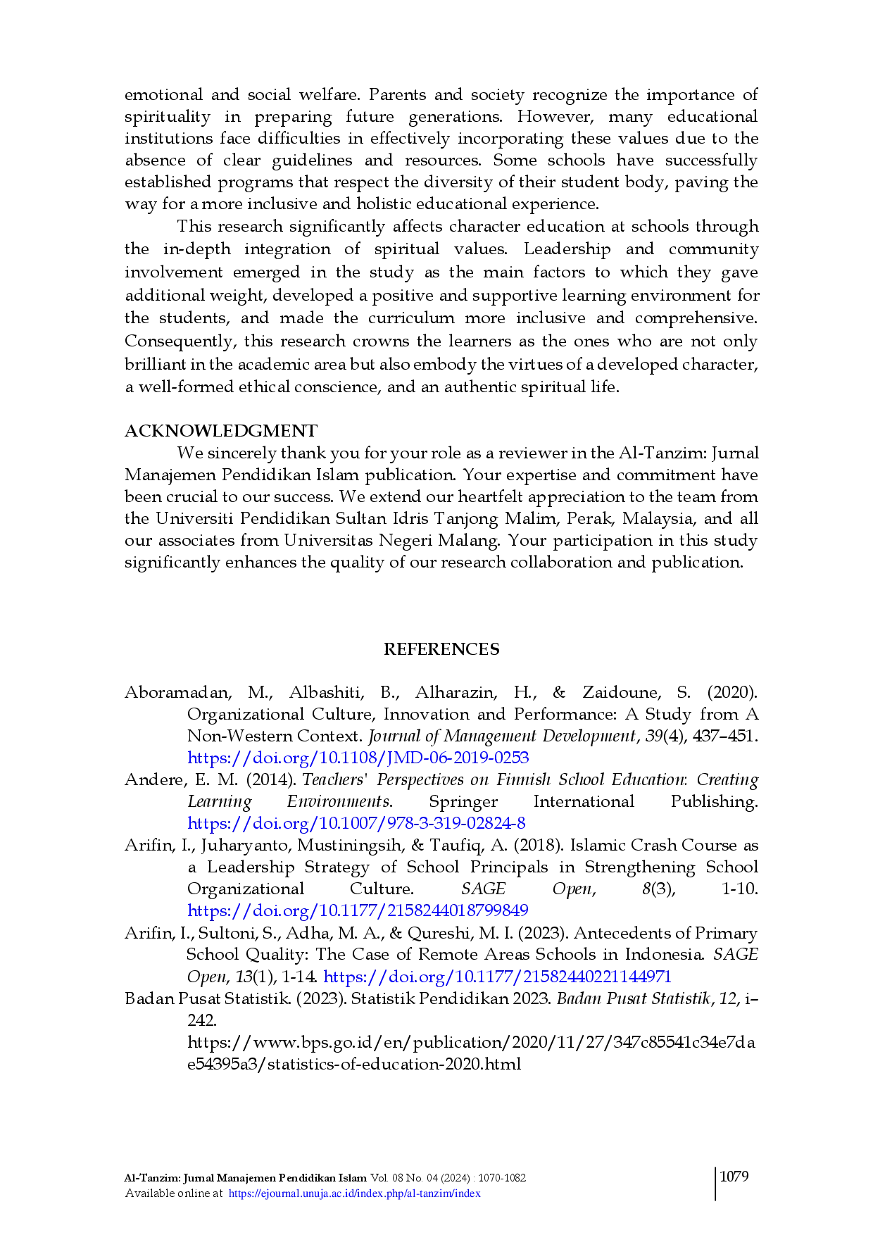 juris Escalating the Spirituality Values Integration into School Curriculum and Holistic Implementation Strong Leadership Supports