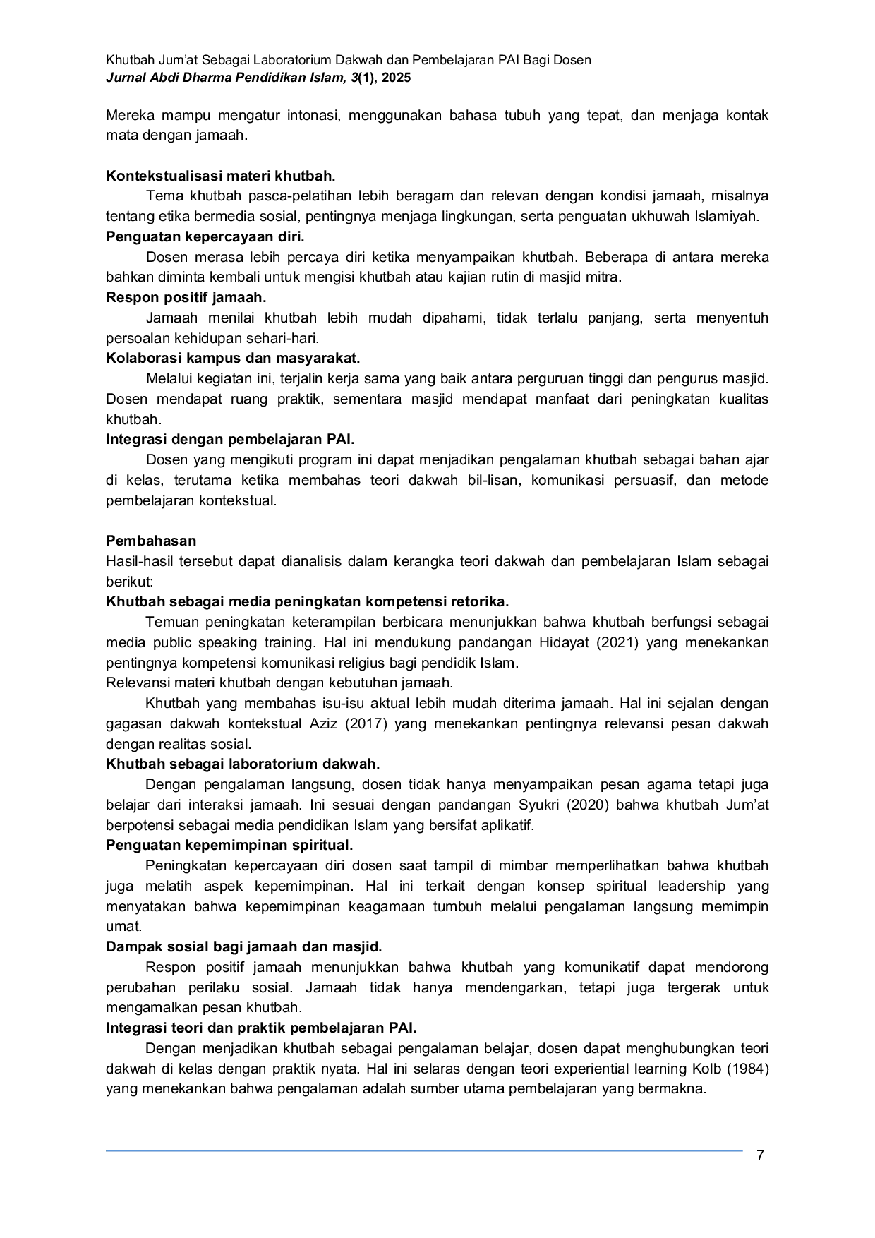 JURIS Friday Sermon as a Laboratory for Islamic Preaching and Religious Education Learning for Lecturers