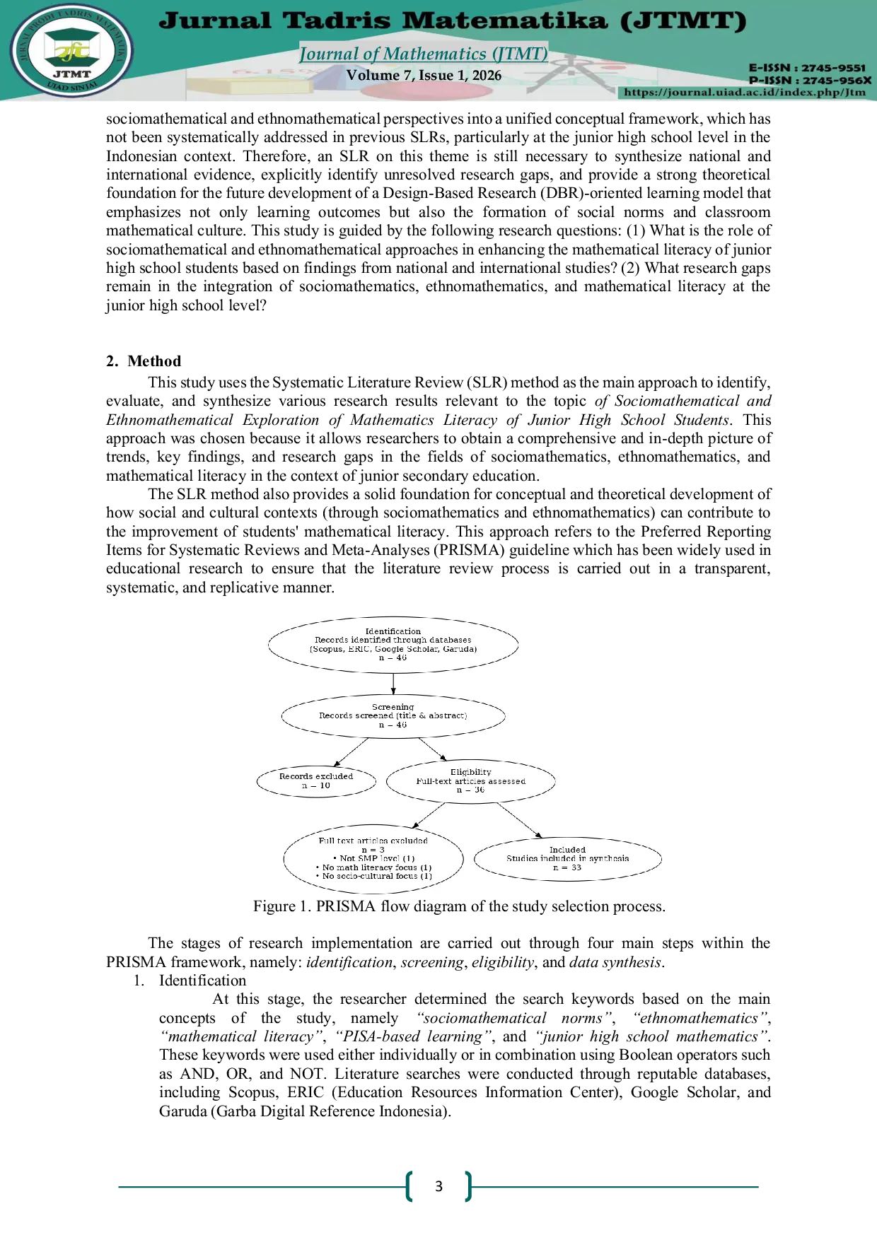 JURIS Sociomathematical and Ethnomathematical Exploration of Mathematical Literacy Junior High School Students