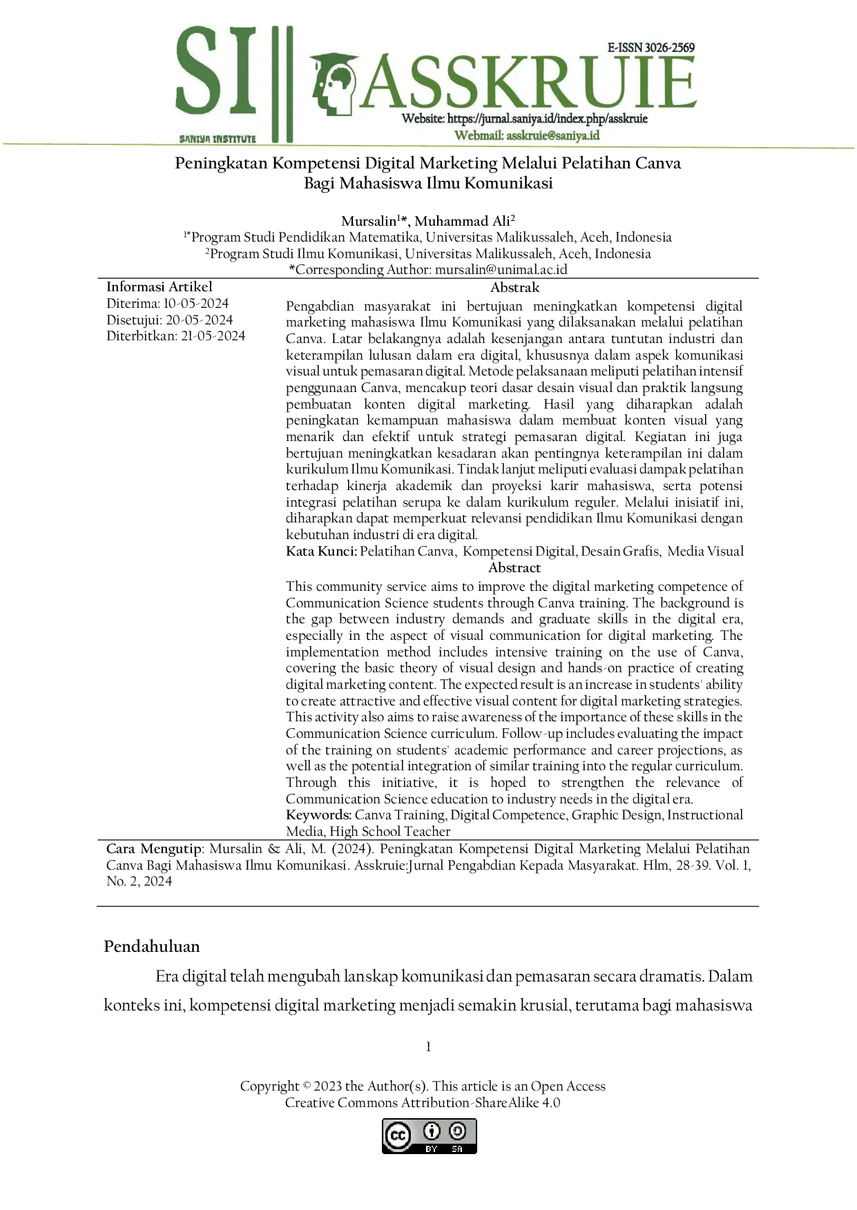 JURIS Peningkatan Kompetensi Digital Marketing Melalui Pelatihan Canva Bagi Mahasiswa Ilmu Komunikasi