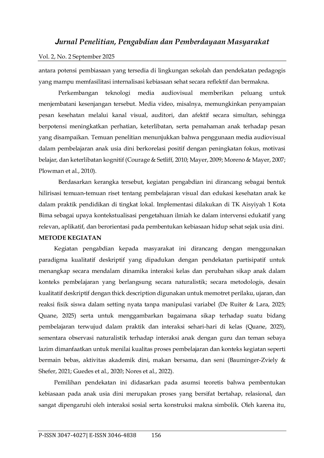 JURIS Pendampingan Edukasi Kebiasaan Hidup Sehat Berbasis Media Video pada Anak Usia Dini