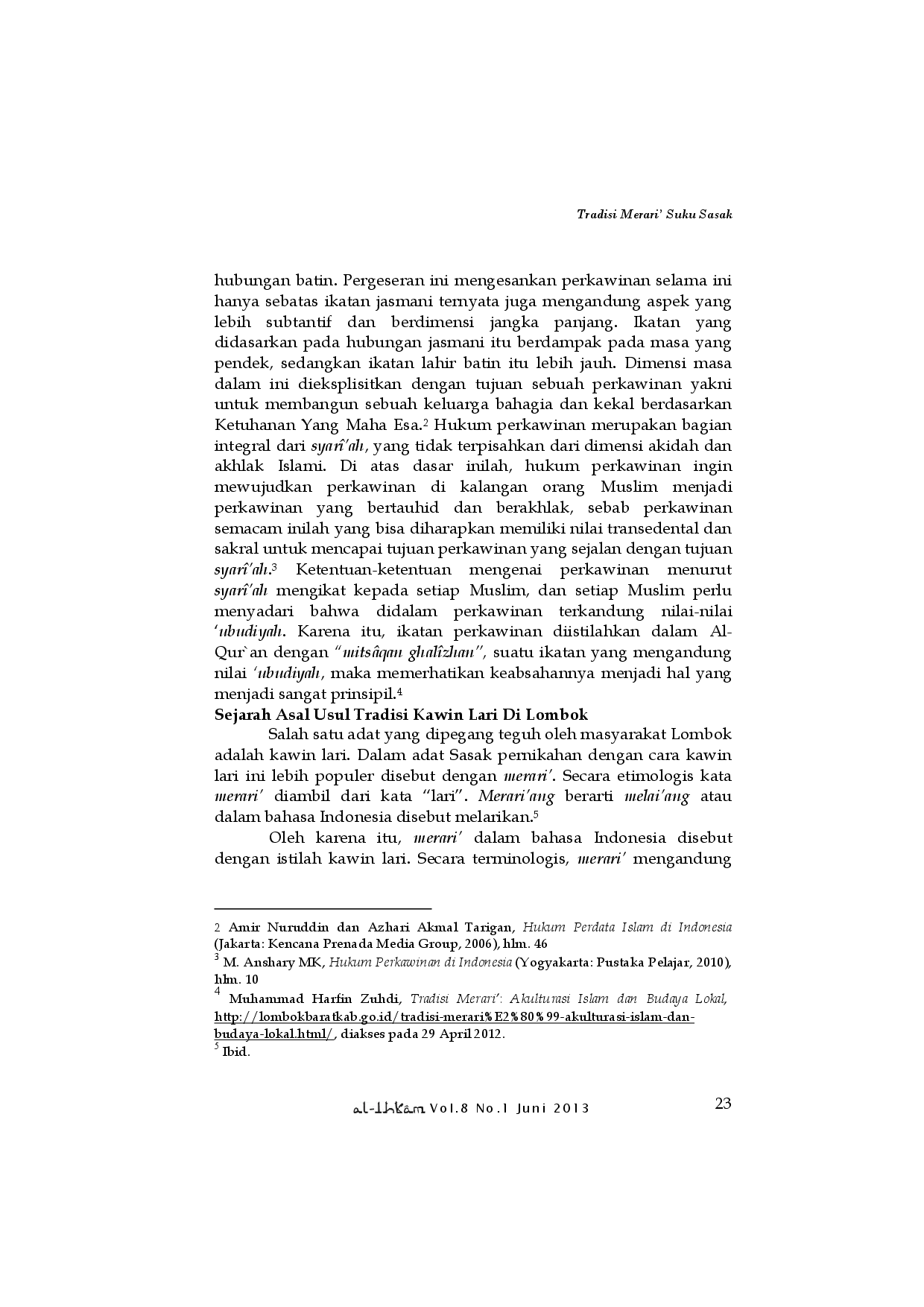 juris Tradisi Merari Suku Sasak di Lombok dalam Perspektif Hukum Islam