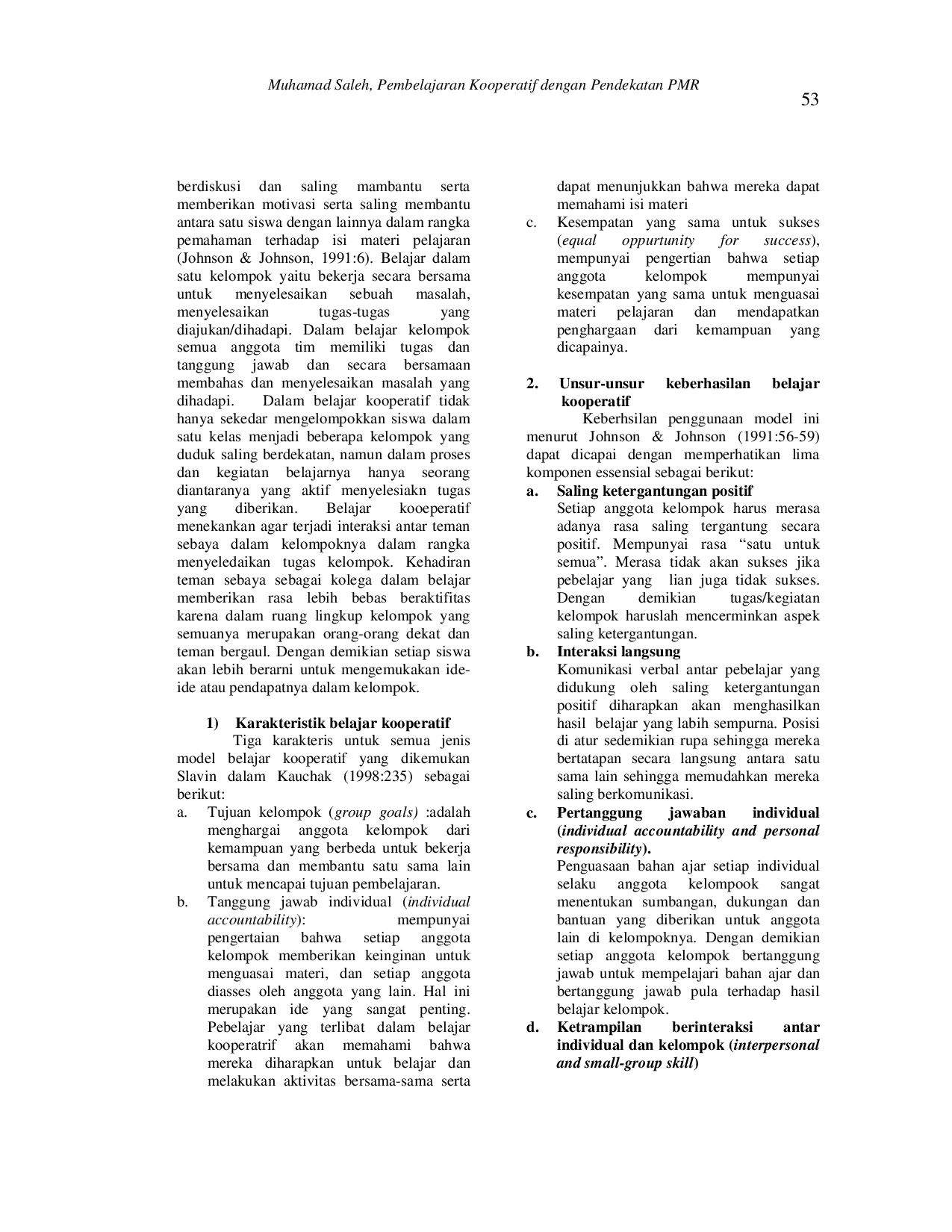 JURIS Pembelajaran Kooperatif dengan Pendekatan Pendidikan Matematika Realistic PMR