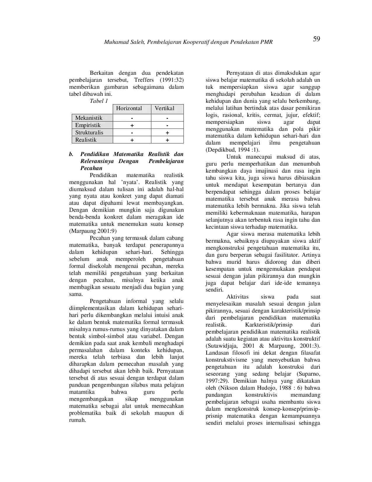 JURIS Pembelajaran Kooperatif dengan Pendekatan Pendidikan Matematika Realistic PMR