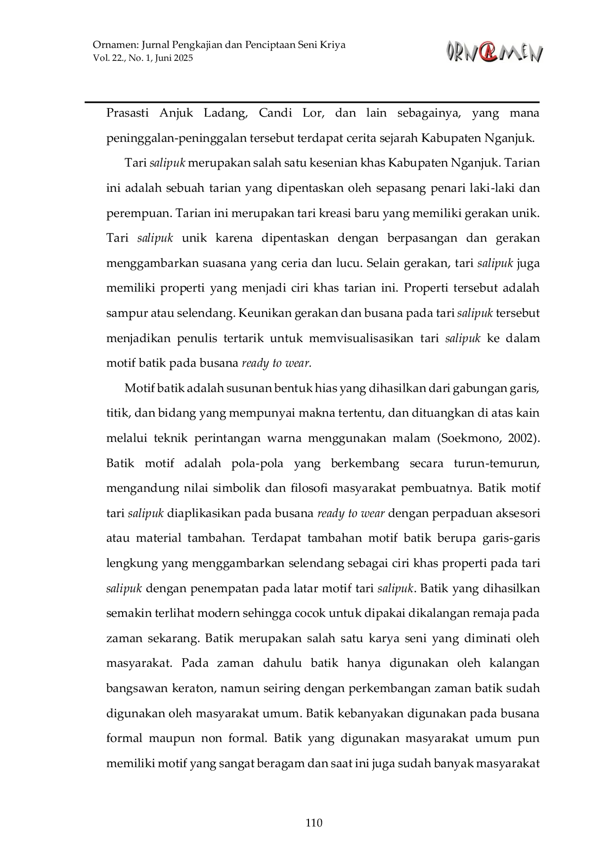 JURIS Penciptaan Motif Batik Tari Salipuk Untuk Busana Ready to Wear