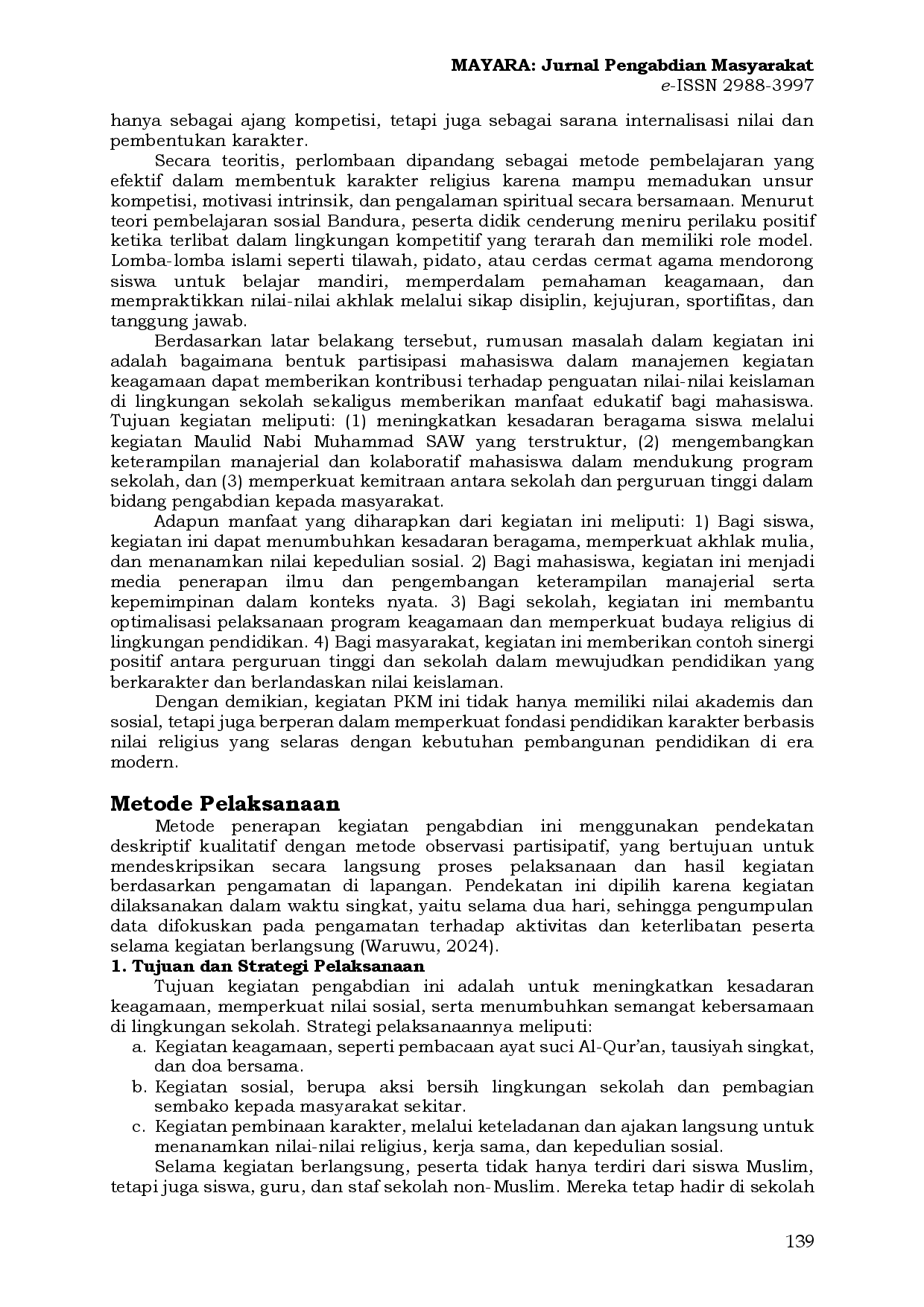 juris Perlombaan Peringatan Maulid Nabi Muhammad SAW sebagai Upaya Menumbuhkan Nilai Religius Siswa di SMP Negeri 2 Sangatta Utara