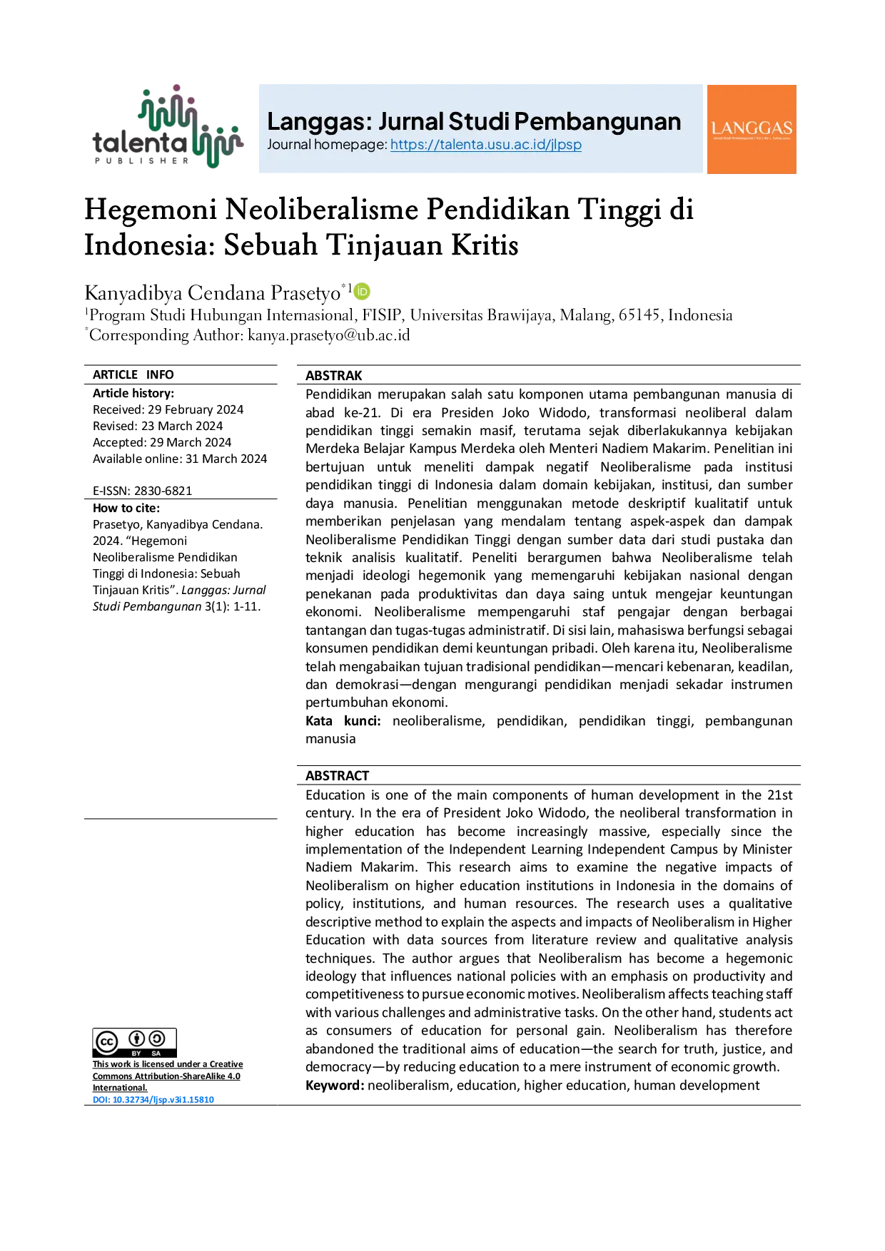 JURIS Hegemoni Neoliberalisme Pendidikan Tinggi di Indonesia Sebuah Tinjauan Kritis