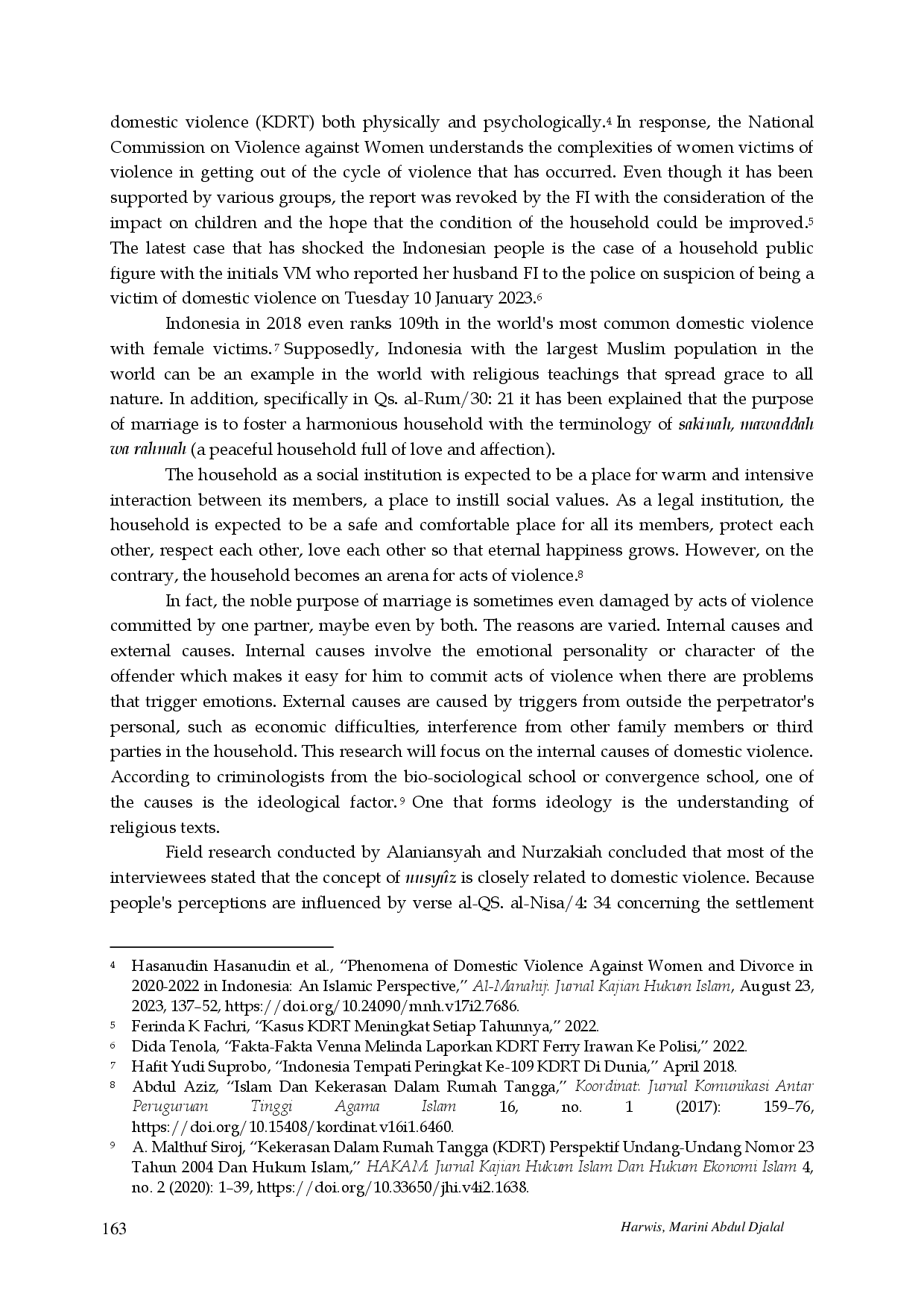 juris Nusyuz and Domestic Violence in Indonesia Reinterpreting Punishment Using the Ma n al Haml Method