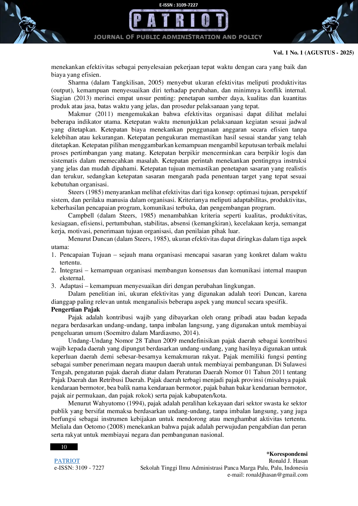 JURIS Efektivitas Pelaksanaan Program Penghapusan Sanksi Administrasi Denda Pajak Kendaraan Bermotor Pada Kantor Samsat Morowali Utara