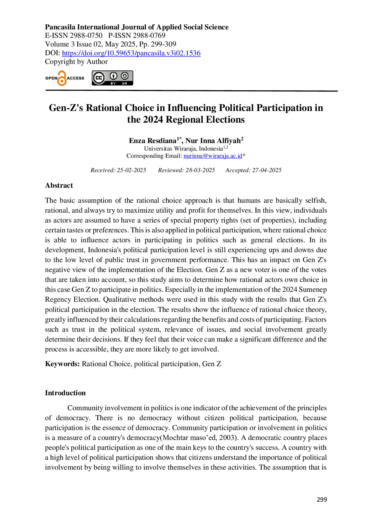 JURIS Gen Z s Rational Choice in Influencing Political Participation in the 2024 Regional Elections