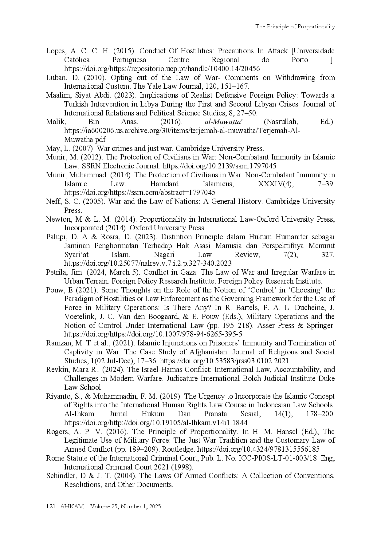 juris The Principle of Proportionality in Armed Conflict under International Law and Islam