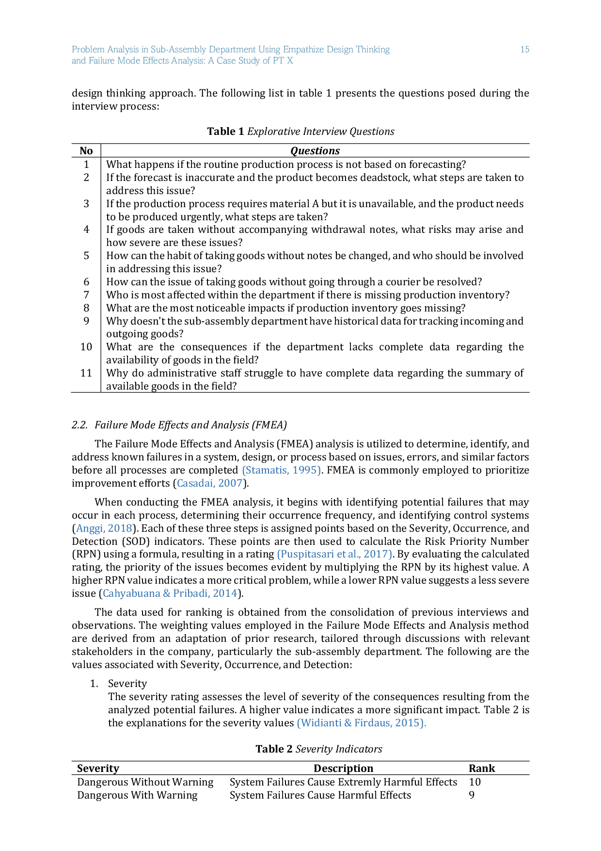 JURIS Problem Analysis in Sub Assembly Department Using Empathize Design Thinking and Failure Mode Effects Analysis A Case Study of PT X