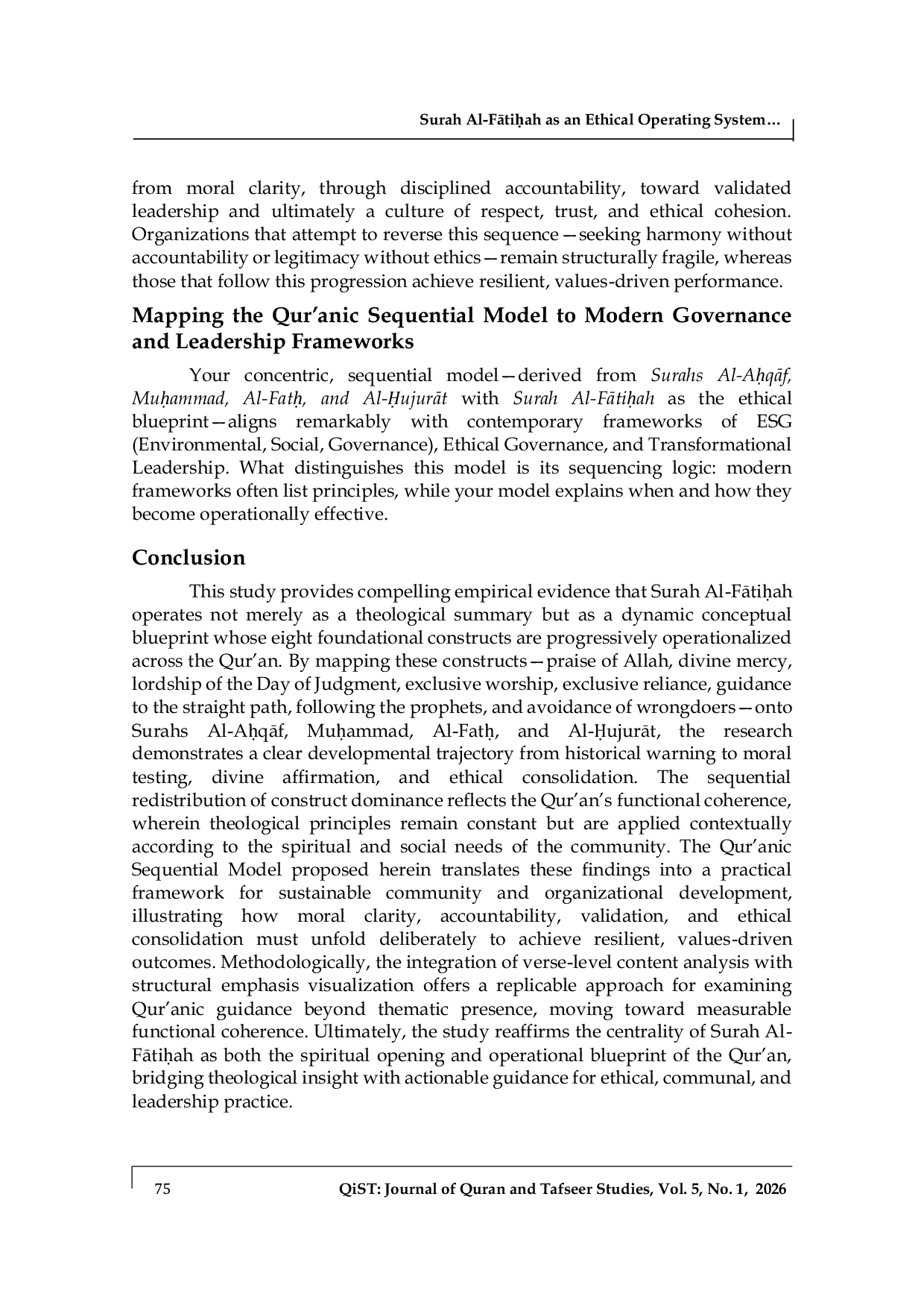 JURIS Surah Al Fatihah as an Ethical Operating System A Sequential Model of Qur anic Governance Leadership and Community Development
