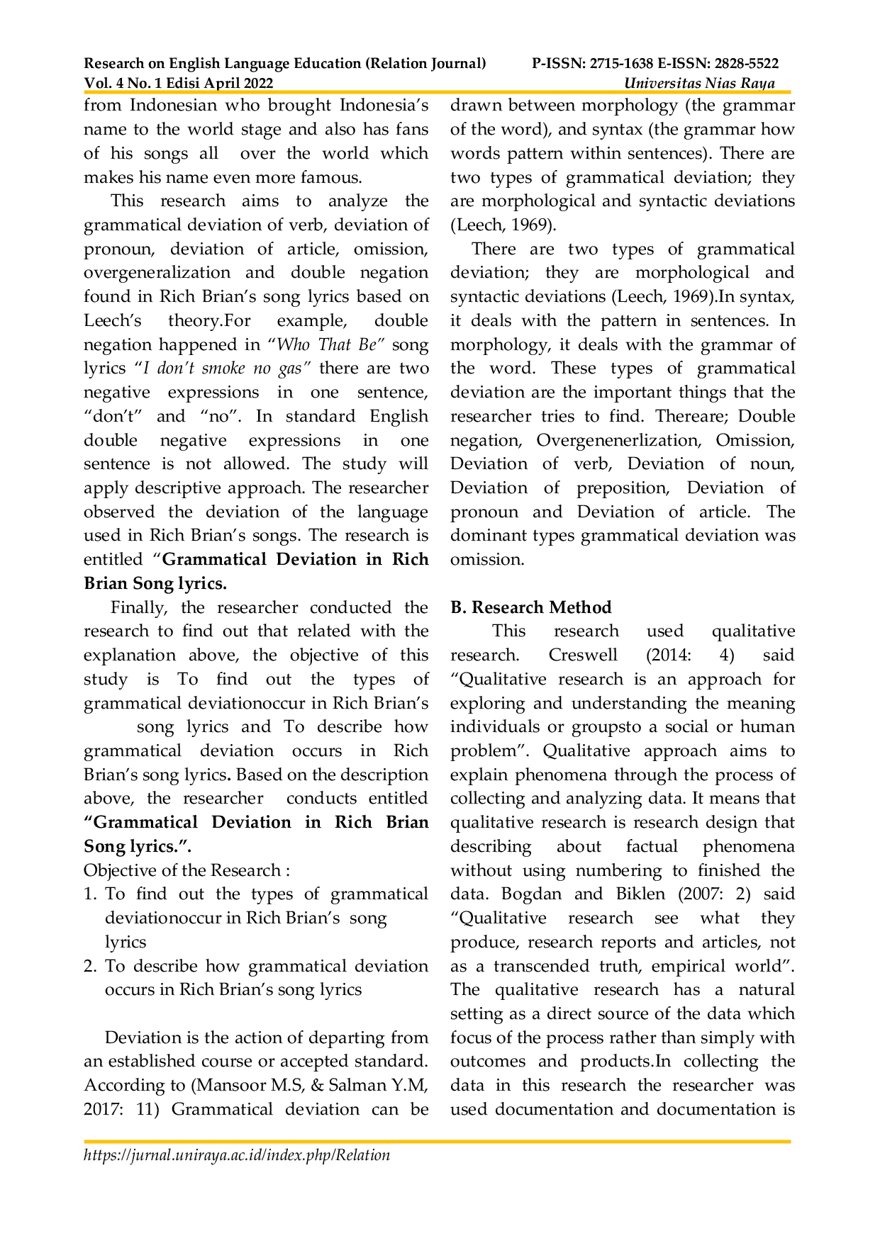 JURIS Grammatical Deviation In Rich Brian s Song Lyrics