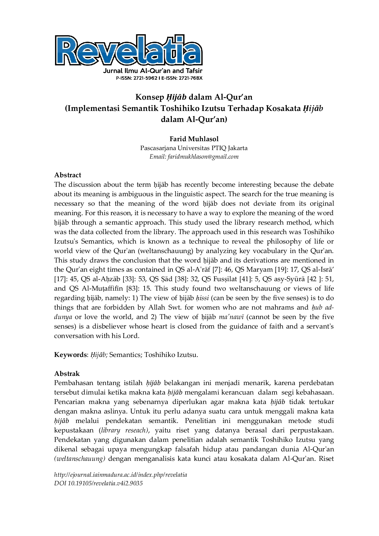 JURIS Konsep ijAb Dalam Al Qur an Implementasi Semantik Toshihiko Izutsu Terhadap Kosakata ijAb Dalam Al Qur an