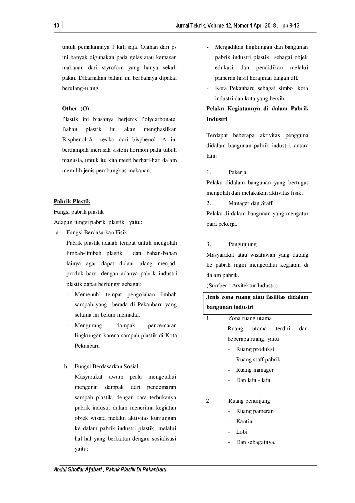 juris Pabrik Plastik di Pekanbaru