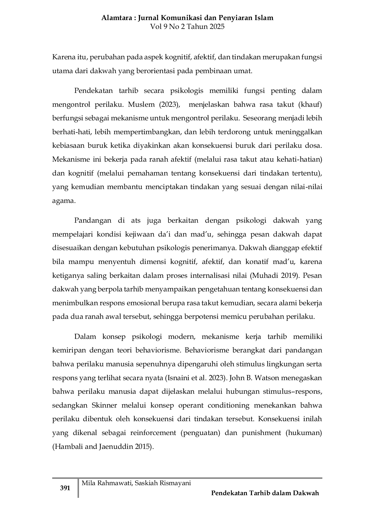 JURIS Pendekatan Tarhb dalam Dakwah Buya Yahya Analisis Teori Behaviorisme