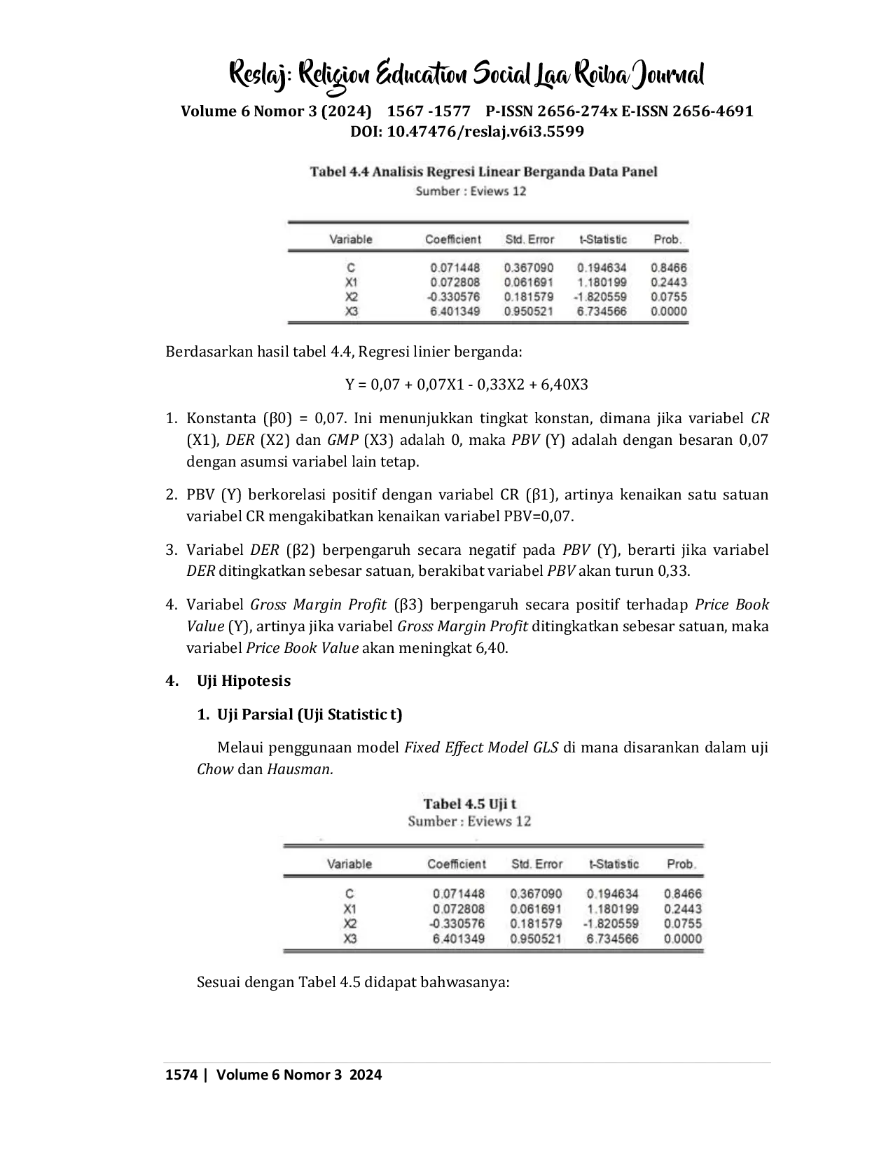 JURIS Pengaruh Kinerja Keuangan terhadap Nilai Perusahaan