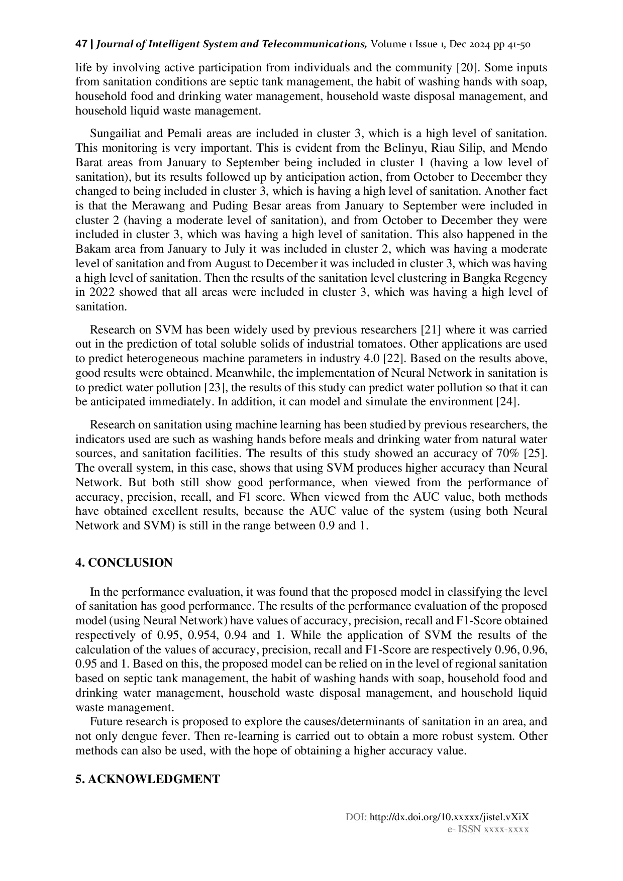 JURIS Predicting Regional Sanitation Conditions Using Support Vector Machines and Neural Networks