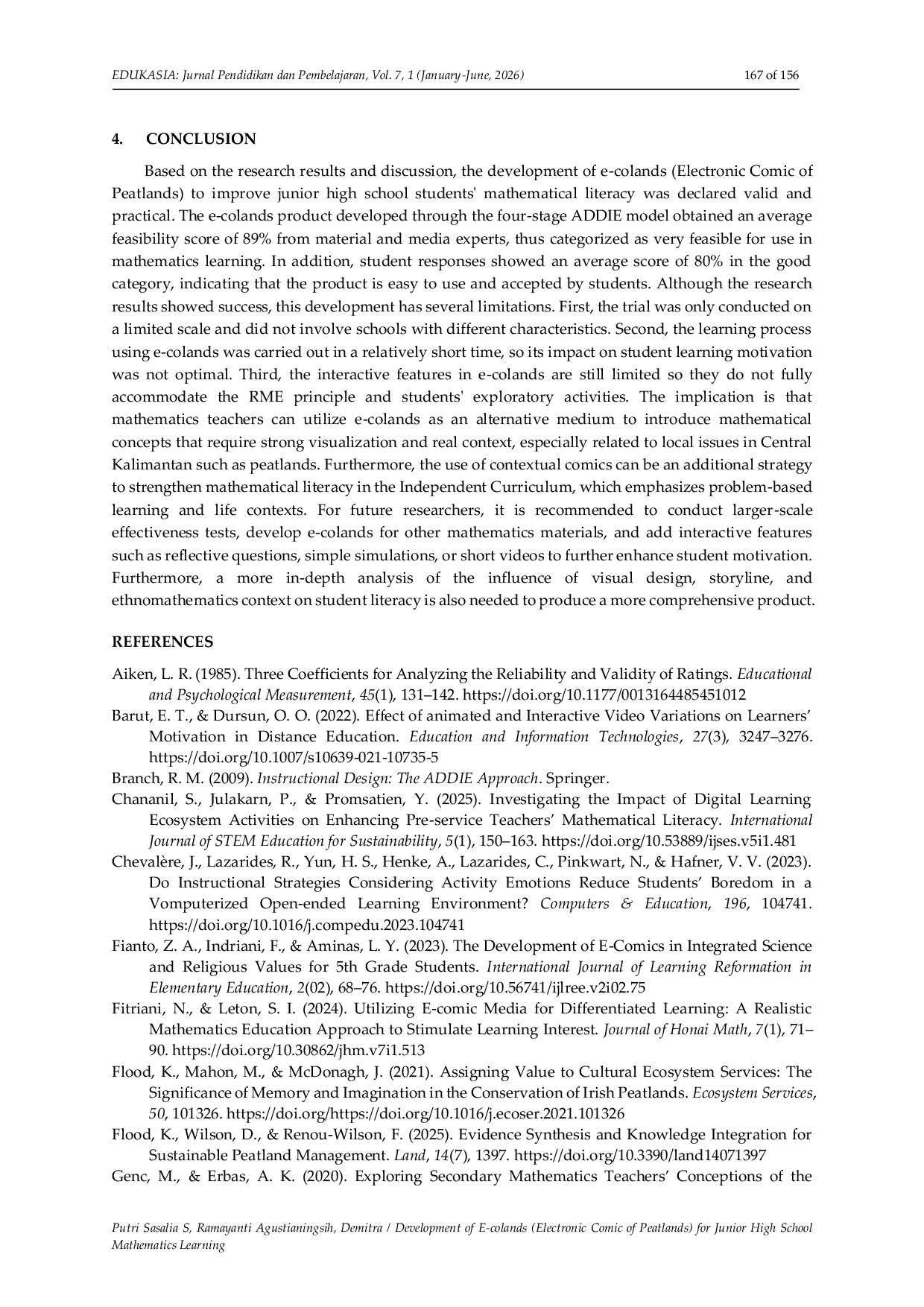 JURIS Development of E colands Electronic Comic of Peatlands for Junior High School Mathematics Learning