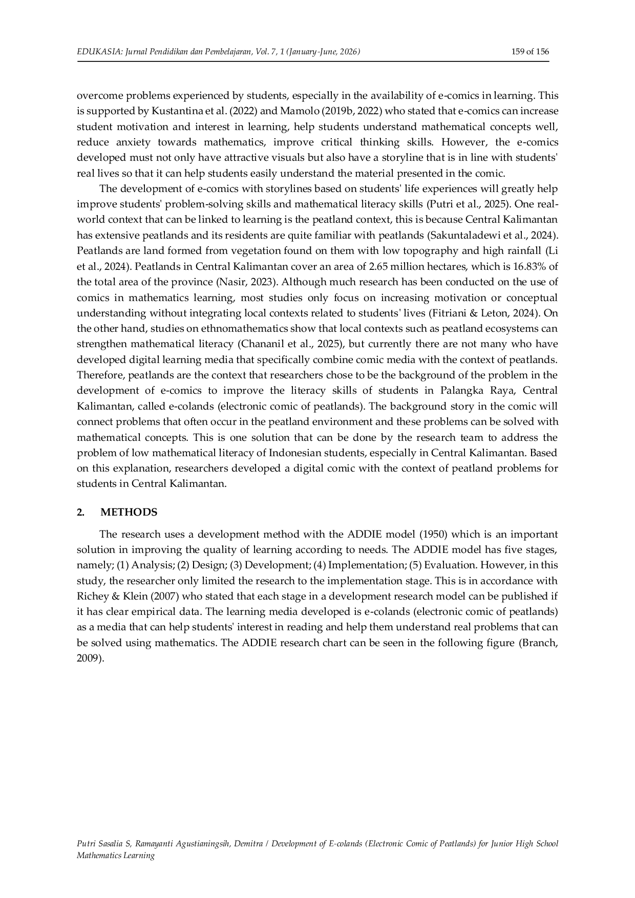 JURIS Development of E colands Electronic Comic of Peatlands for Junior High School Mathematics Learning