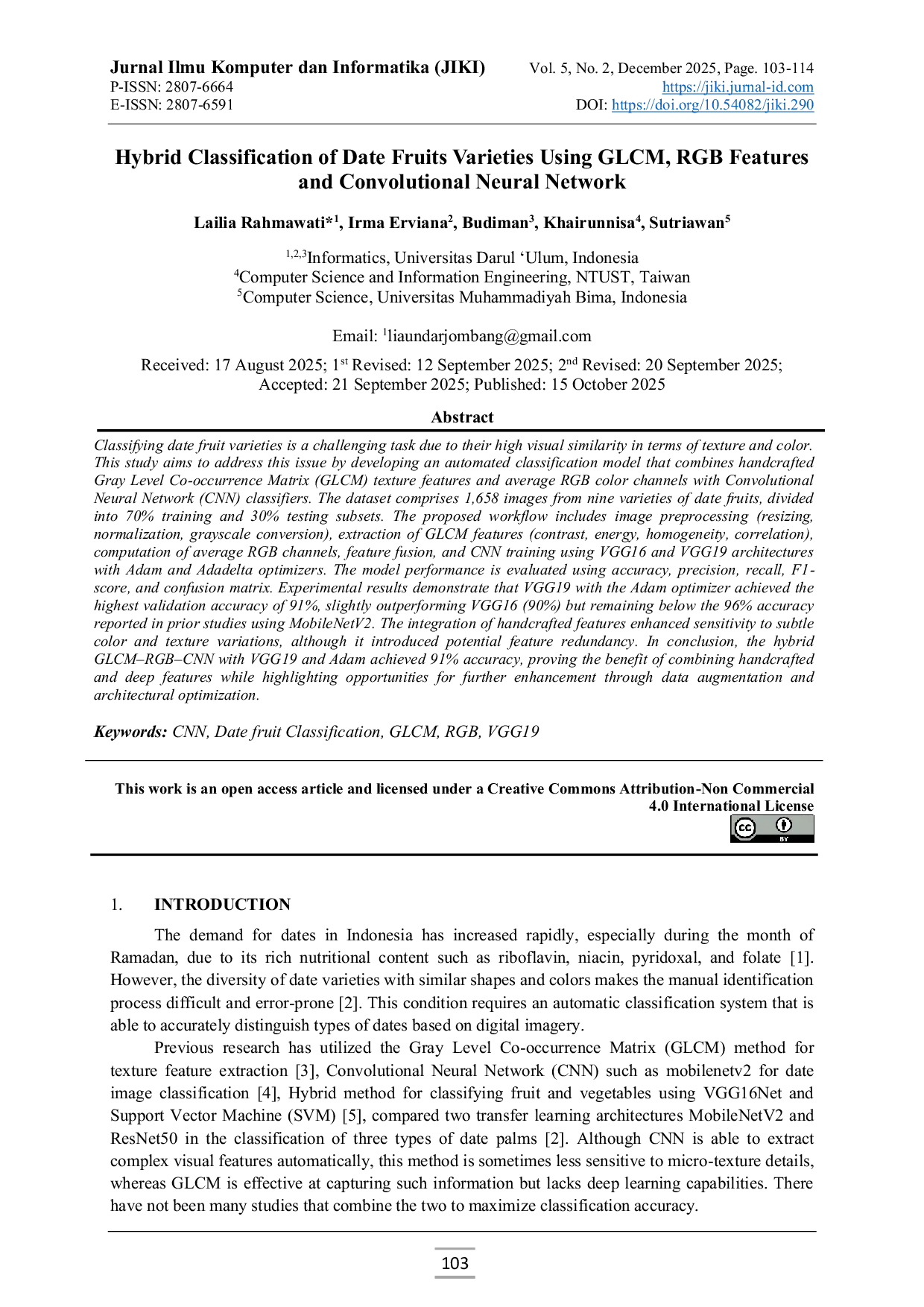 JURIS Classification of Date Types Using Gray Level Co occurrence Matrix Red Green Blue and Convolutional Neural Network