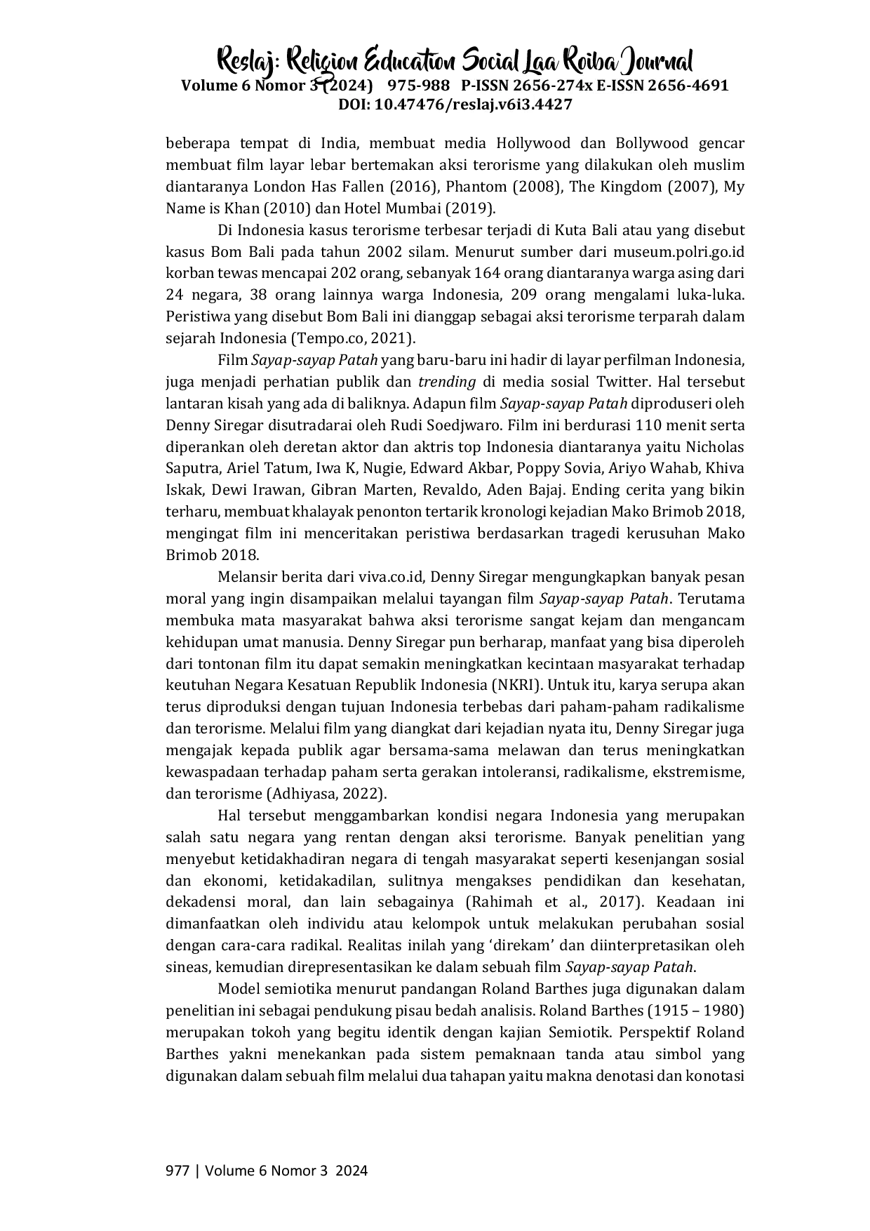 JURIS Penggambaran Terorisme Dalam Film Sayap Sayap Patah