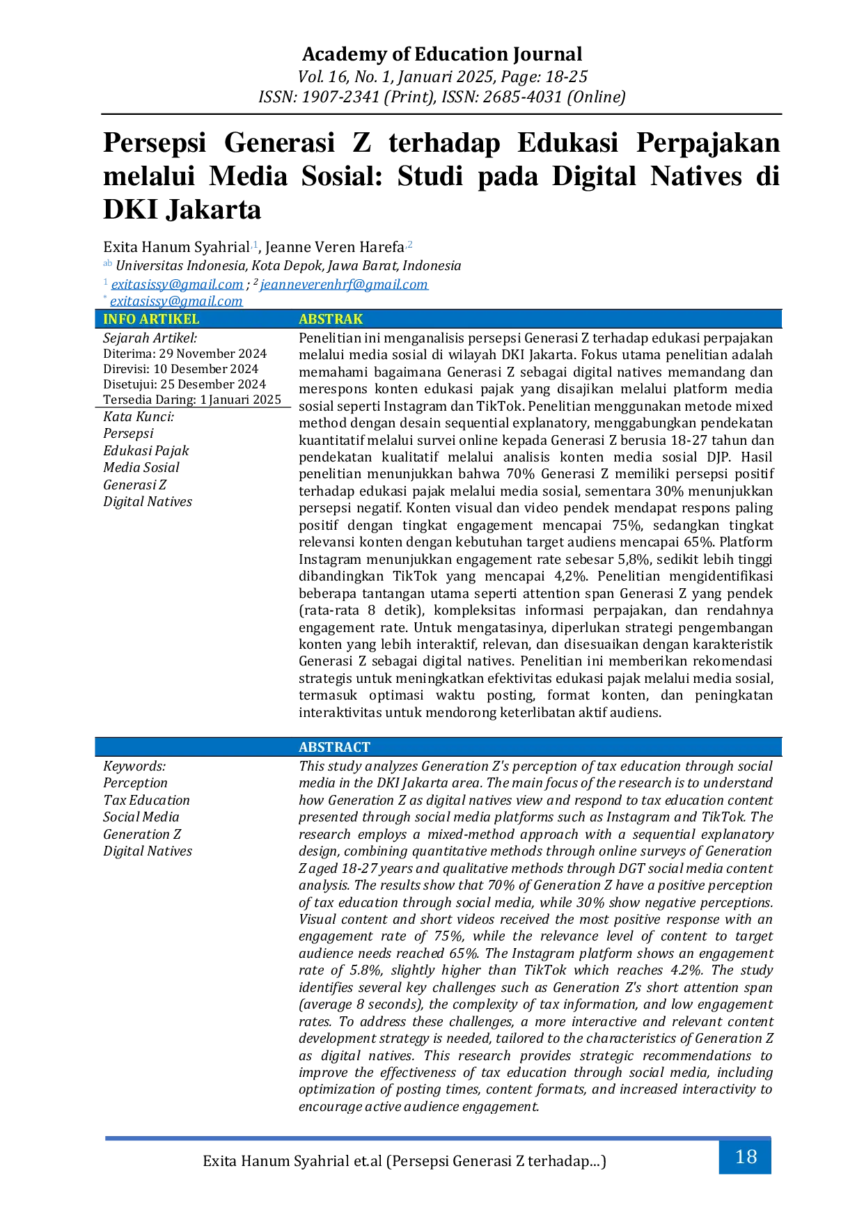 JURIS Persepsi Generasi Z terhadap Edukasi Perpajakan melalui Media Sosial Studi pada Digital Natives di DKI Jakarta