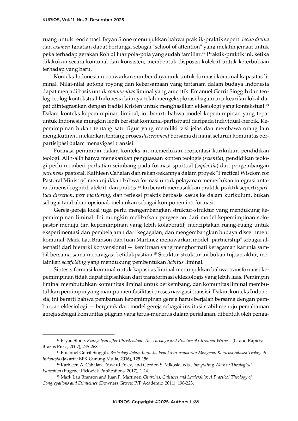 JURIS Kapasitas liminal Kompetensi kepemimpinan Kristen dalam menavigasi ambiguitas dan transisi eklesiologis