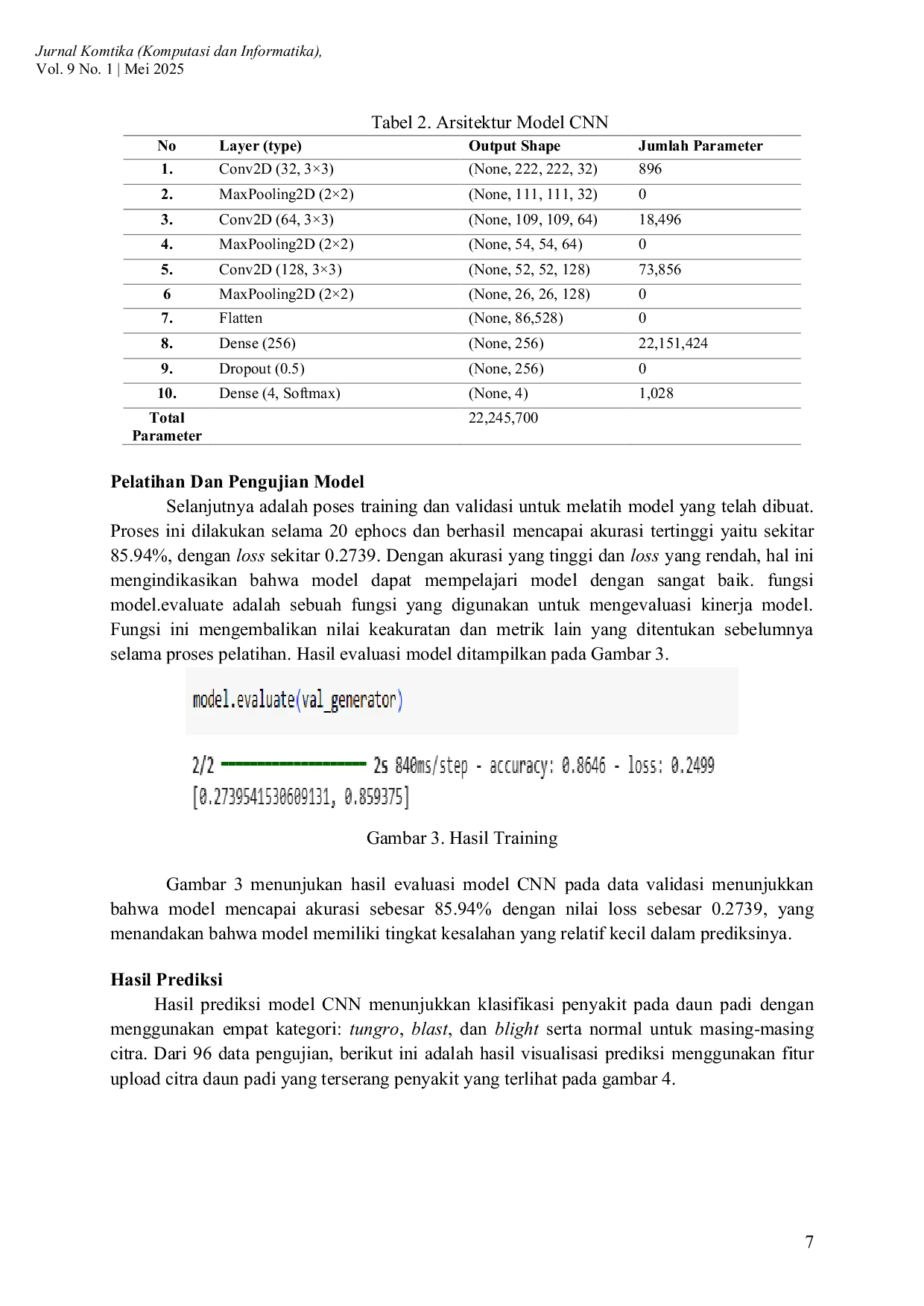 JURIS Penerapan Convolutional Neural Network CNN Untuk Prediksi Penyakit Tanaman Padi Melalui Citra Daun