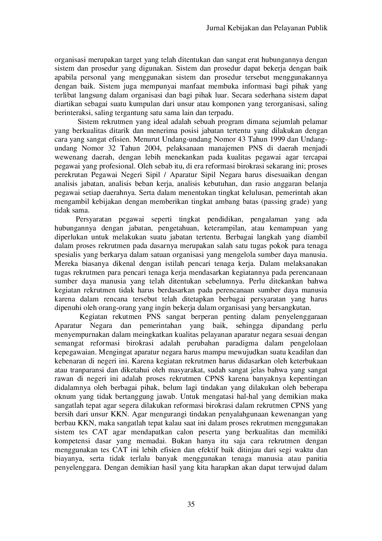 JURIS Pelatihan Dan Pengembangan Sumber Daya Manusia Dalam Meningkatkan Kualitas Pelayanan Publik Pemerintahan Di Banggai Kepulauan