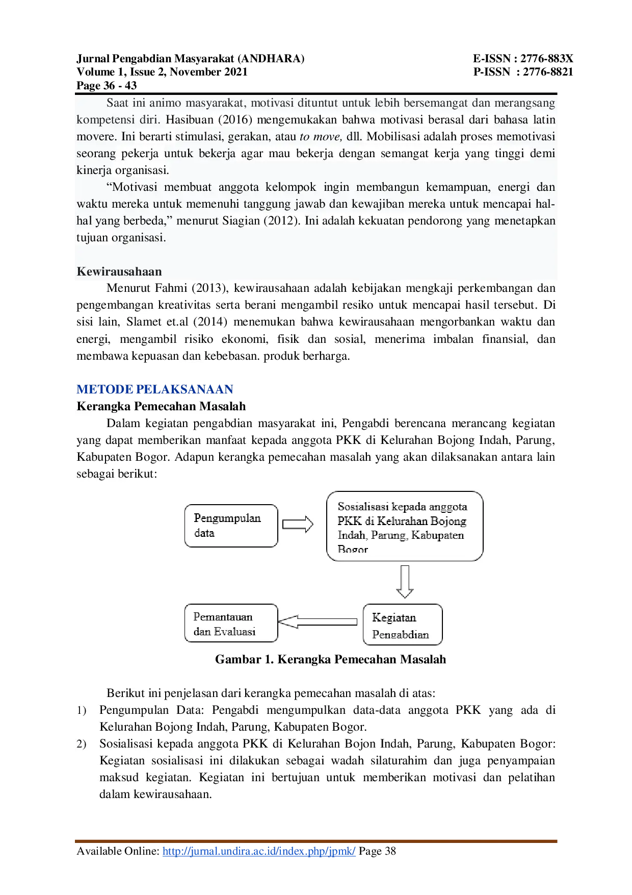 JURIS Pelatihan Motivasi Dan Kewirausahaan Untuk Pkk Di Kelurahan Bojong Indah Parung Kabupaten Bogor