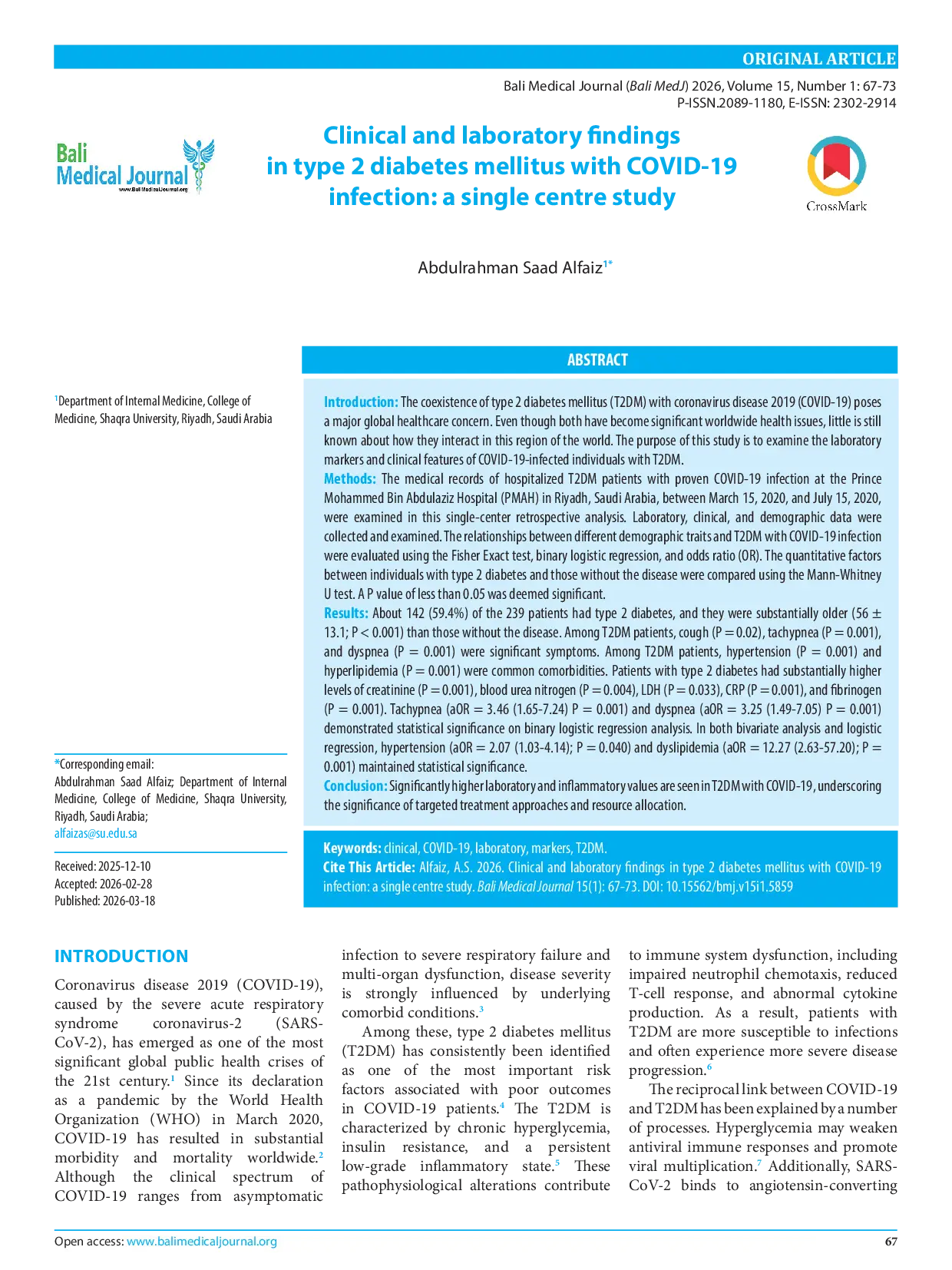 JURIS Clinical and laboratory findings in type 2 diabetes mellitus with COVID 19 infection a single centre study