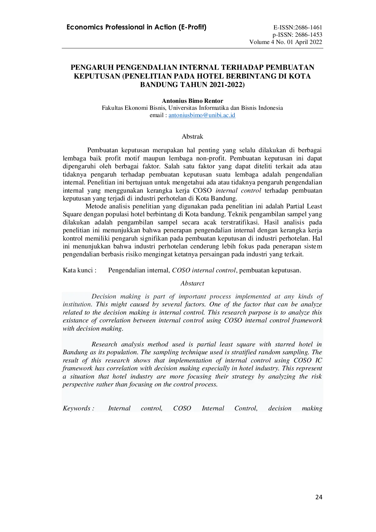 JURIS Pengaruh Pengendalian Internal Terhadap Pembuatan Keputusan