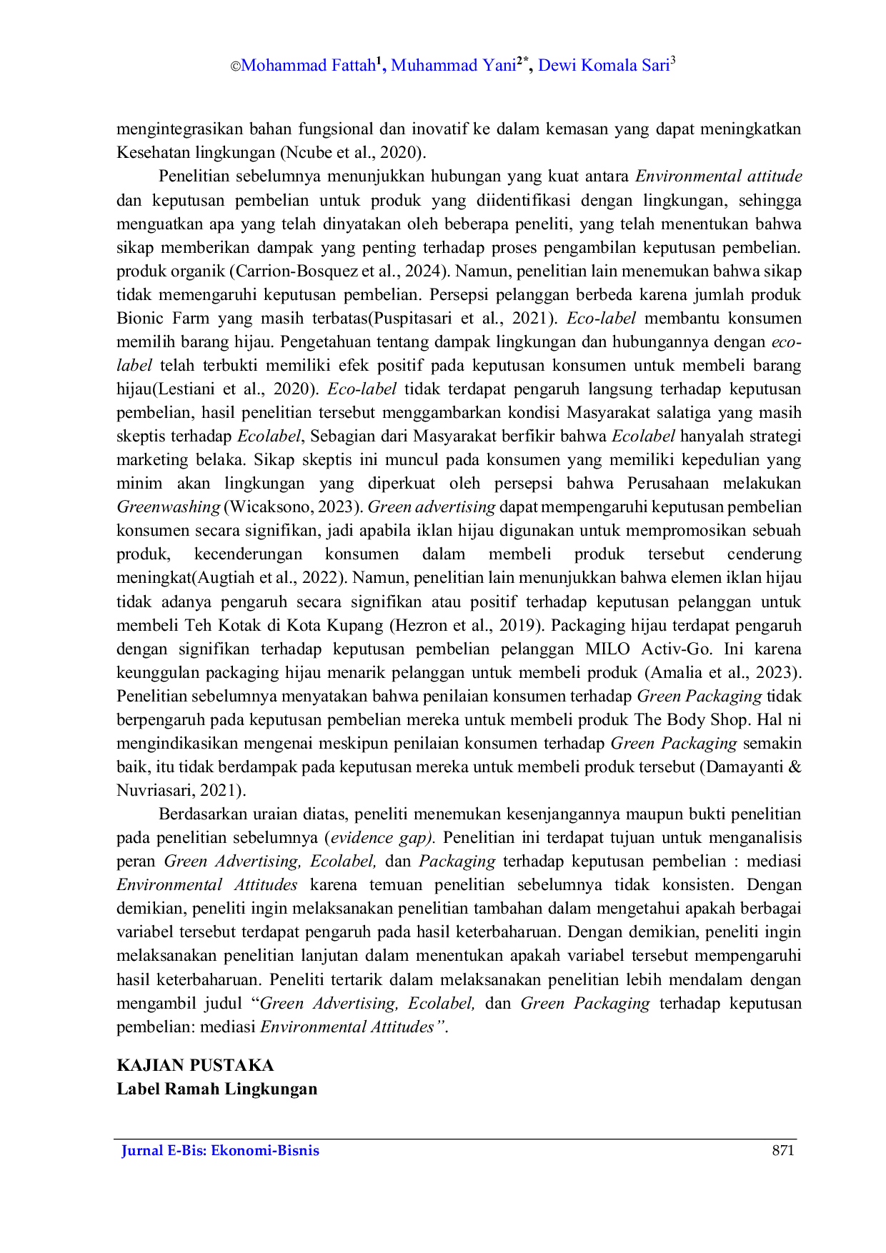 JURIS Label Ramah Lingkungan Iklan Ramah Lingkungan dan Kemasan Ramah Lingkungan terhadap Keputusan Pembelian Mediasi Sikap Pro Lingkungan