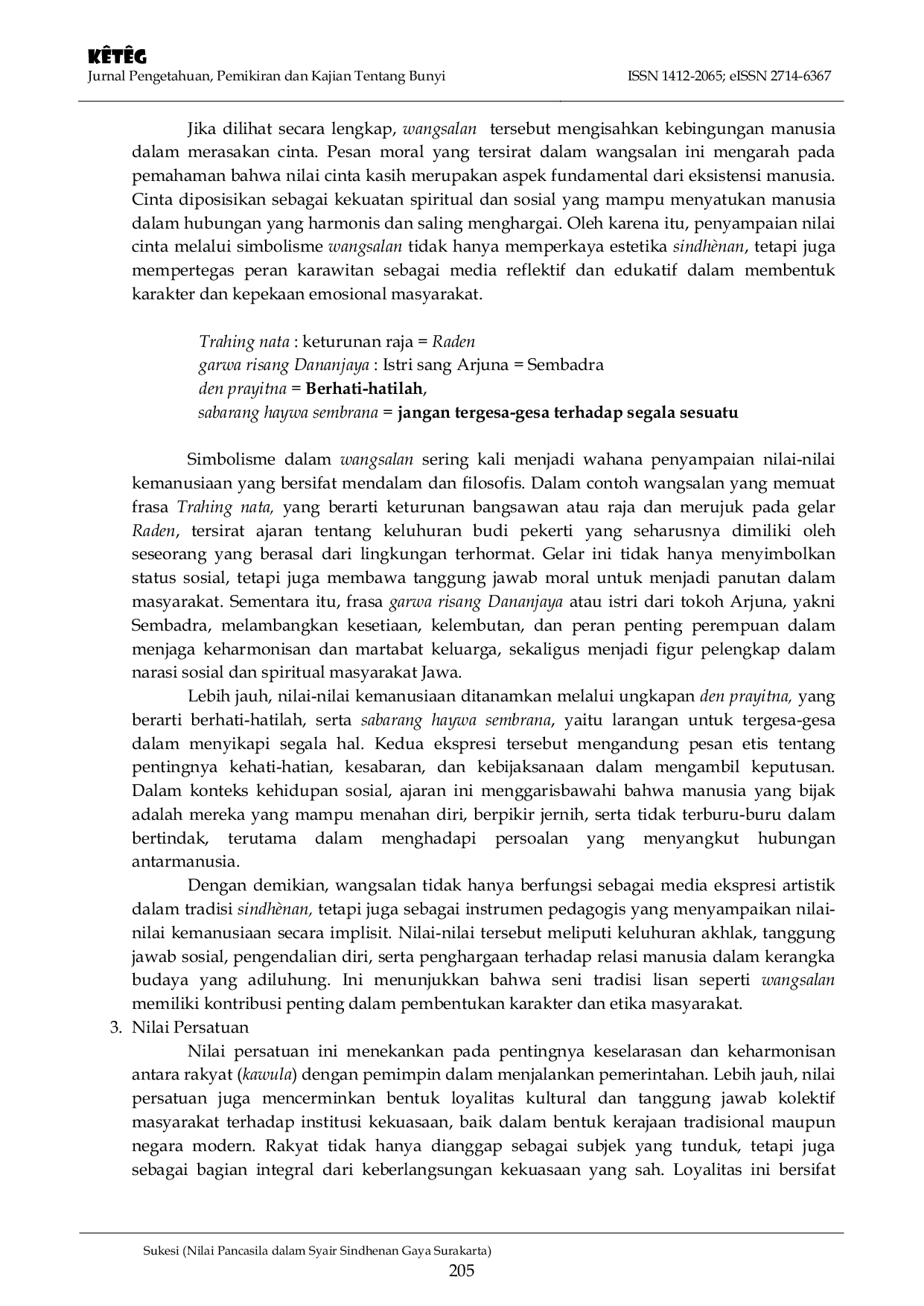 JURIS Nilai Pancasila dalam Syair Sindhenan Gaya Surakarta