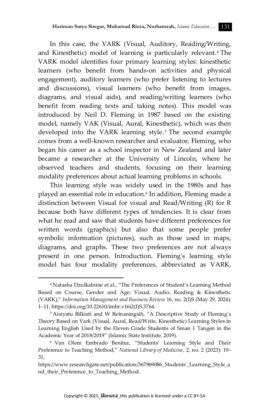 JURIS Islamic Education in the Digital Age Students Perspectives on the Vark Model in the Context of Education 4 0