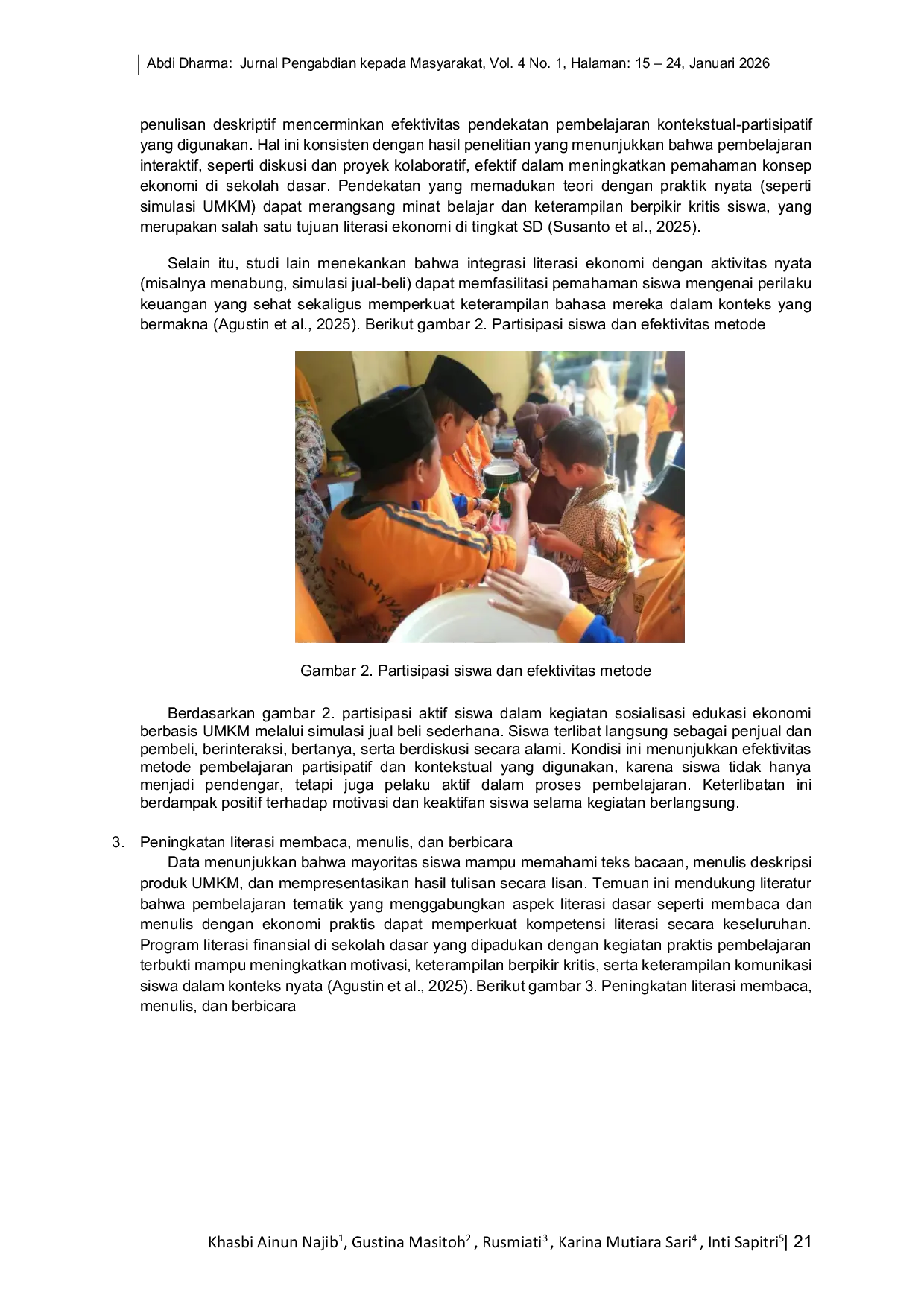 JURIS Sosialisasi Edukasi Ekonomi Berbasis UMKM dalam Pembelajaran Bahasa Indonesia MI SD sebagai Upaya Penguatan Literasi Siswa MIS NU Sumedang Sari