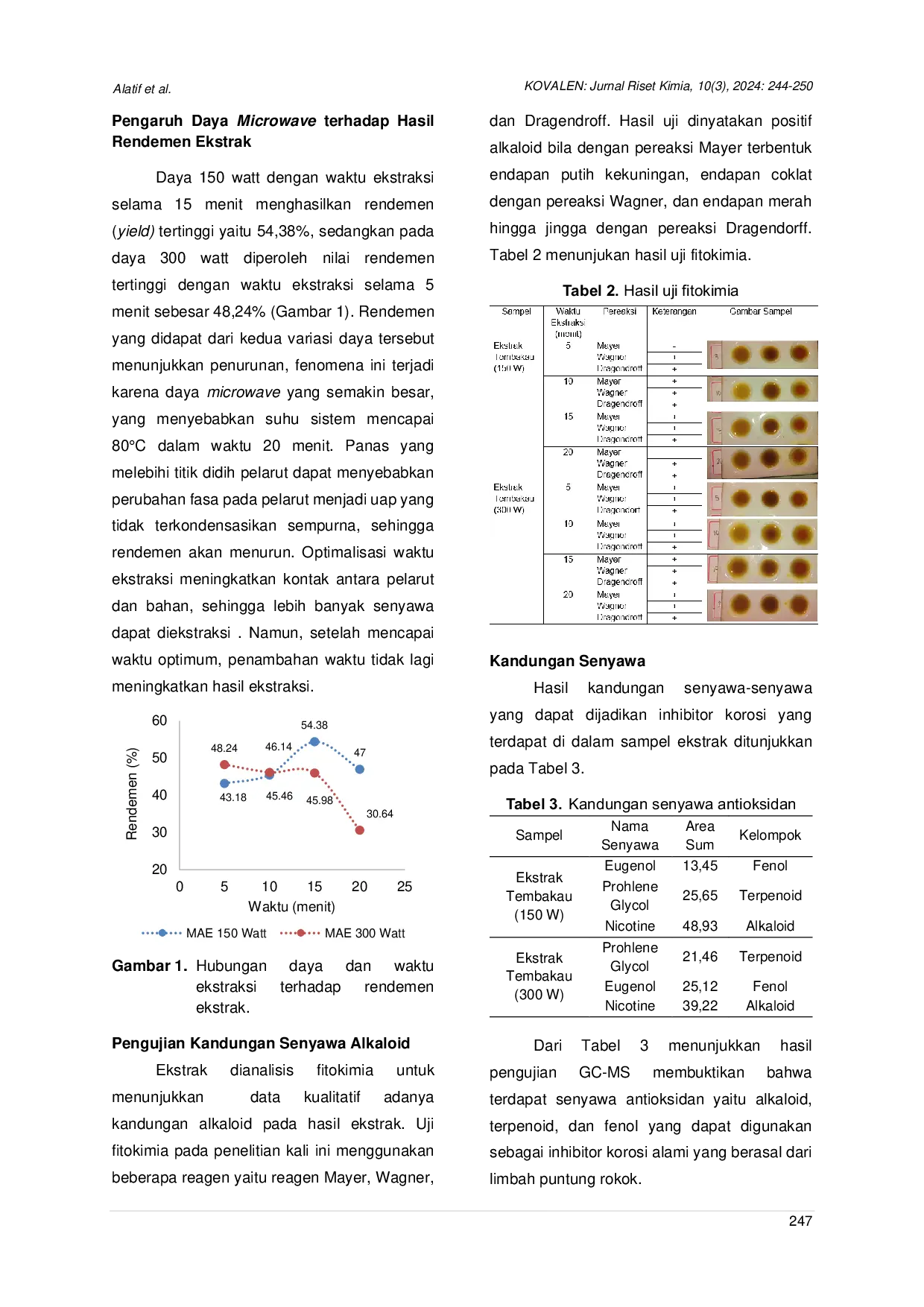 JURIS Pemanfaatan Limbah Puntung Rokok sebagai Inhibitor Korosi pada Baja St40 Menggunakan Metode Microwave Assisted Extraction MAE di Lingkungan NaCl 3 56