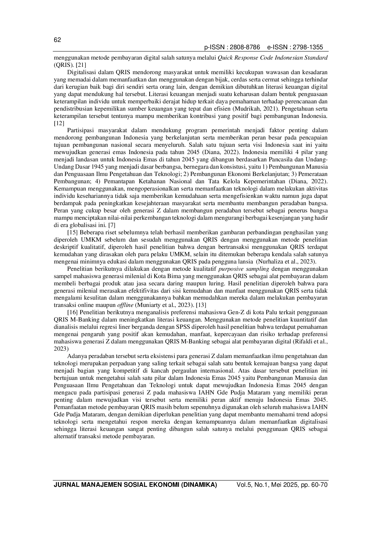 JURIS Integrasi Metode Pembayaran Qris Dalam Mendukung Literasi Keuangan Digital Menuju Indonesia Emas 2045