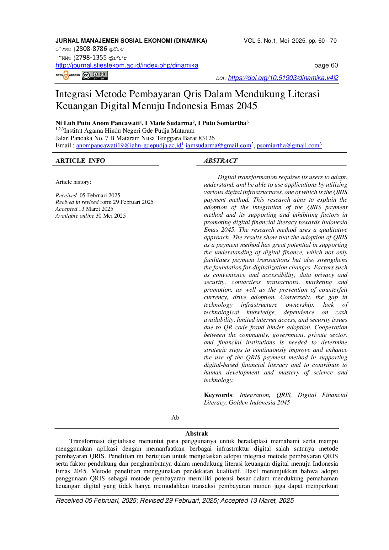 JURIS Integrasi Metode Pembayaran Qris Dalam Mendukung Literasi Keuangan Digital Menuju Indonesia Emas 2045