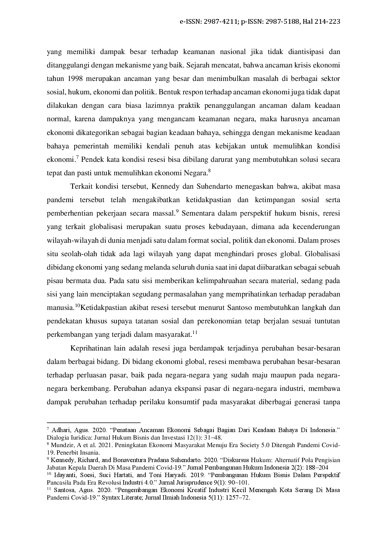 juris Resesi Ekonomi Dan Implikasinya Dari Perspektif Hukum Bisnis