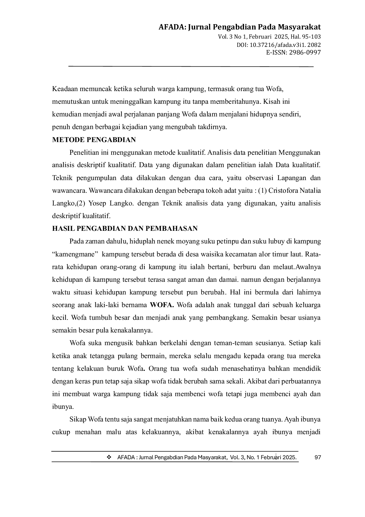 JURIS Sejarah Perjalanan Wofa Dan Patung Batu Lonkili Atau Batu Elang Di Desa Waisika Kecamatan Alor Timur Laut