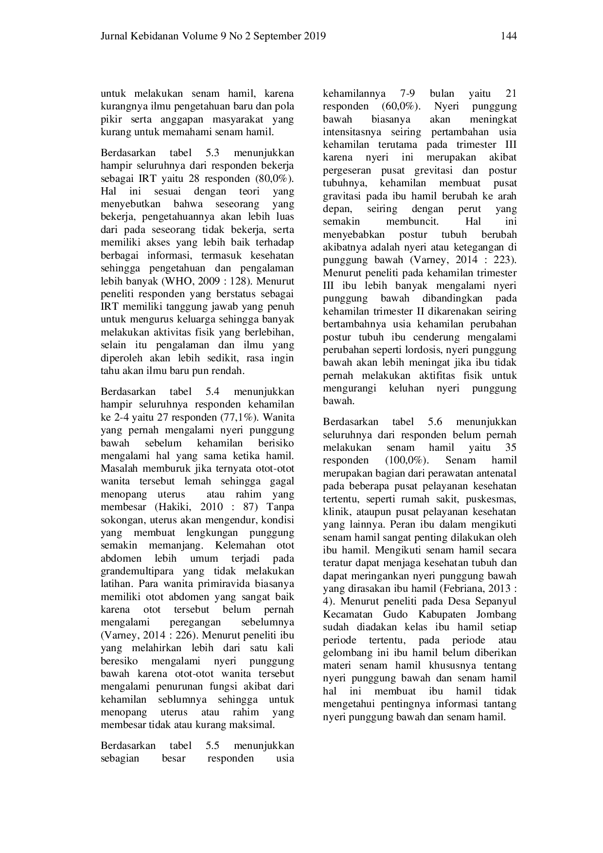 juris Pengaruh Senam Hamil Terhadap Penurunan Nyeri Punggung Bawah Pada Ibu Hamil Trimester II DAN III